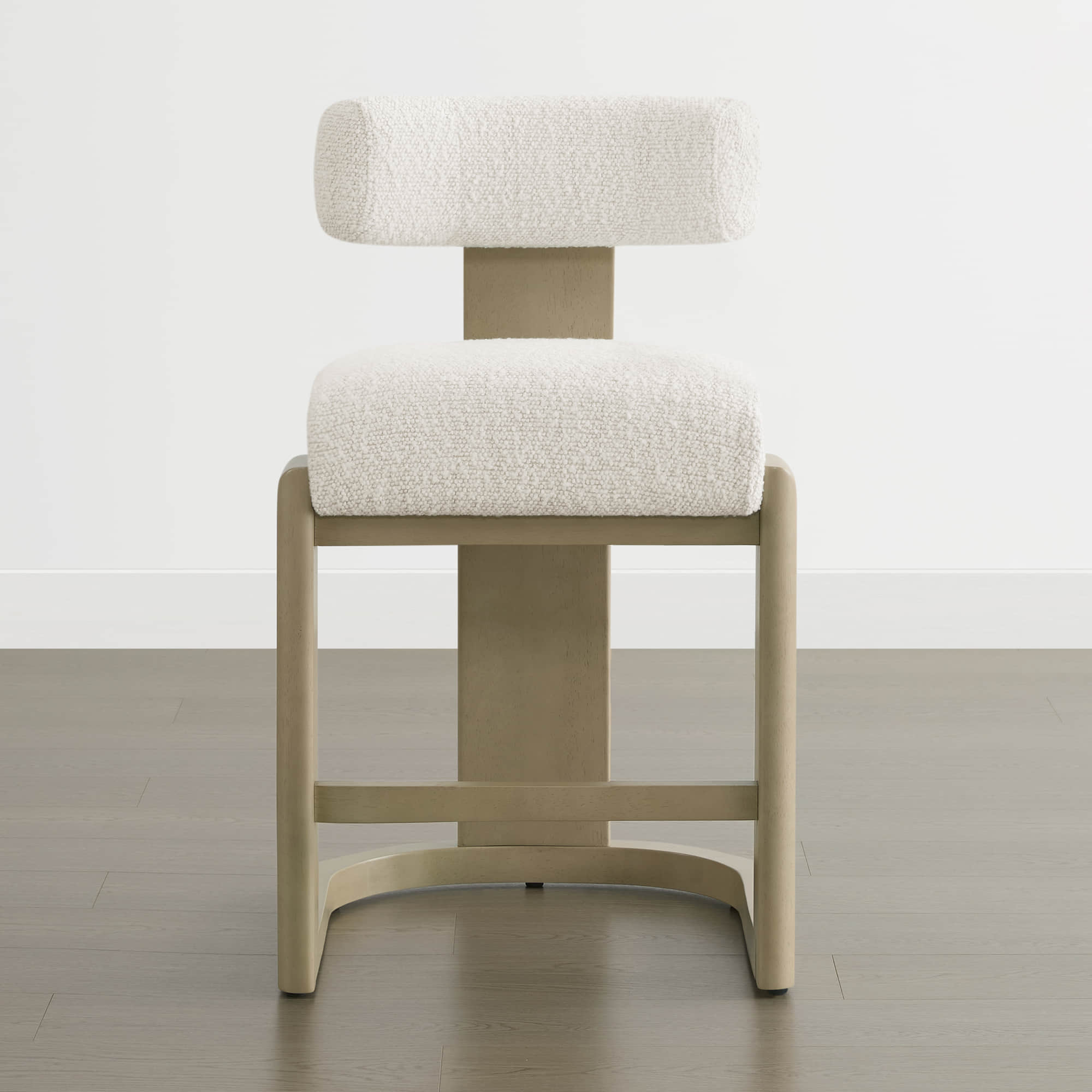 Troy Boucle Counter Stools With Solid Wood