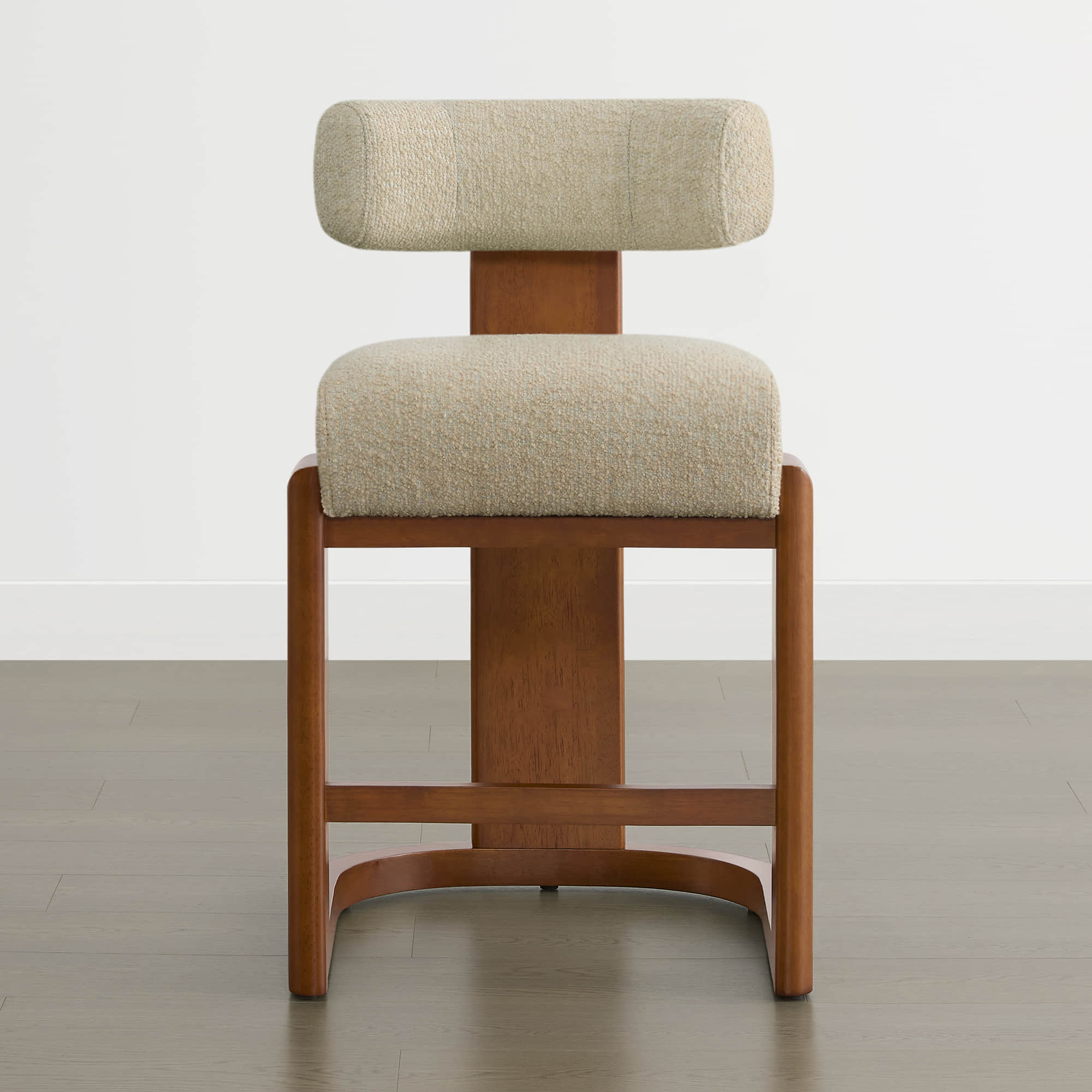 Troy Boucle Counter Stools With Solid Wood