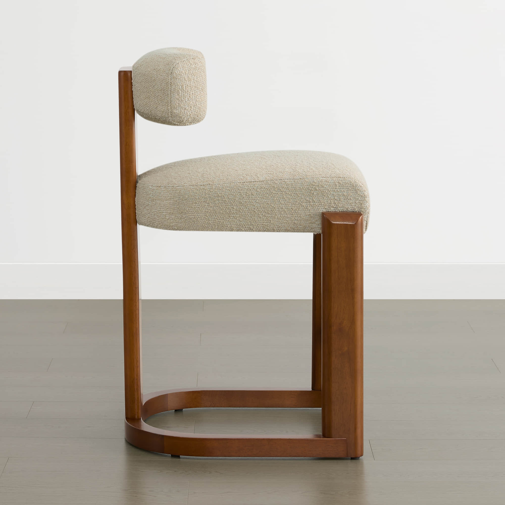 Troy Boucle Counter Stools With Solid Wood