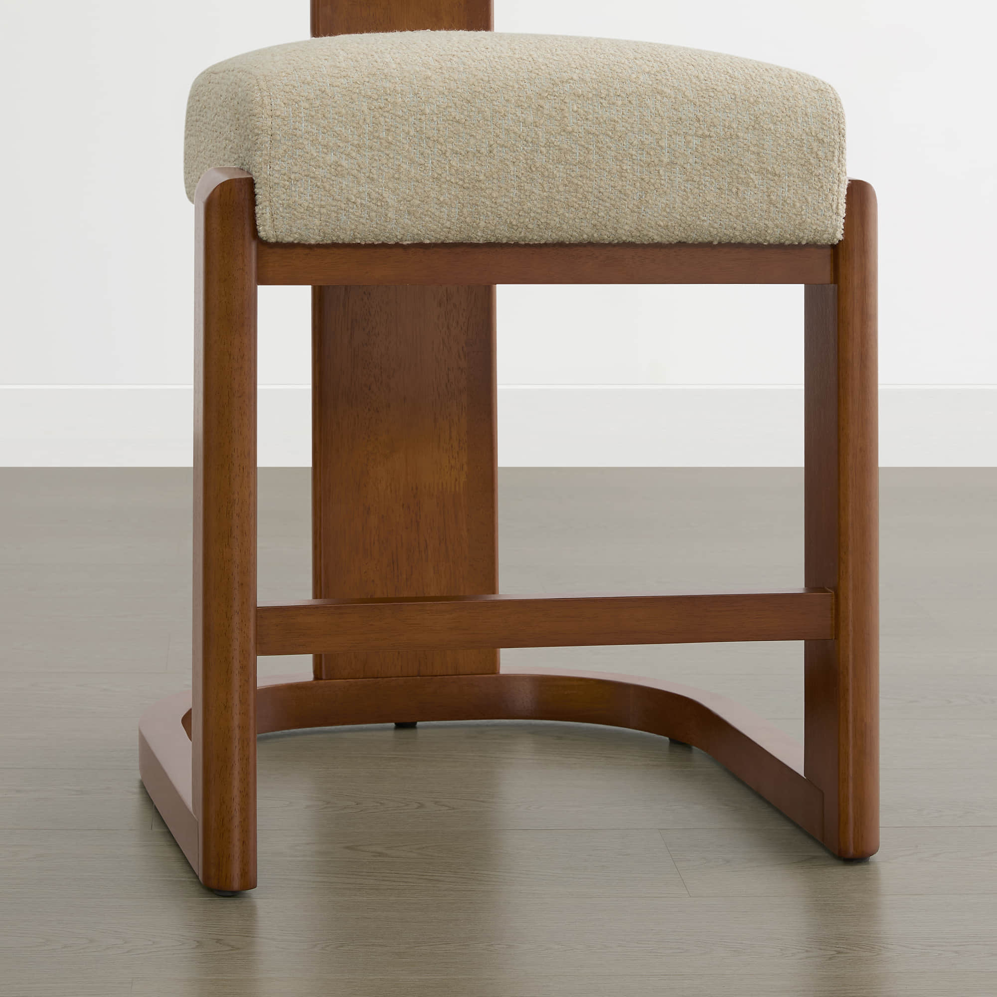 Troy Boucle Counter Stools With Solid Wood