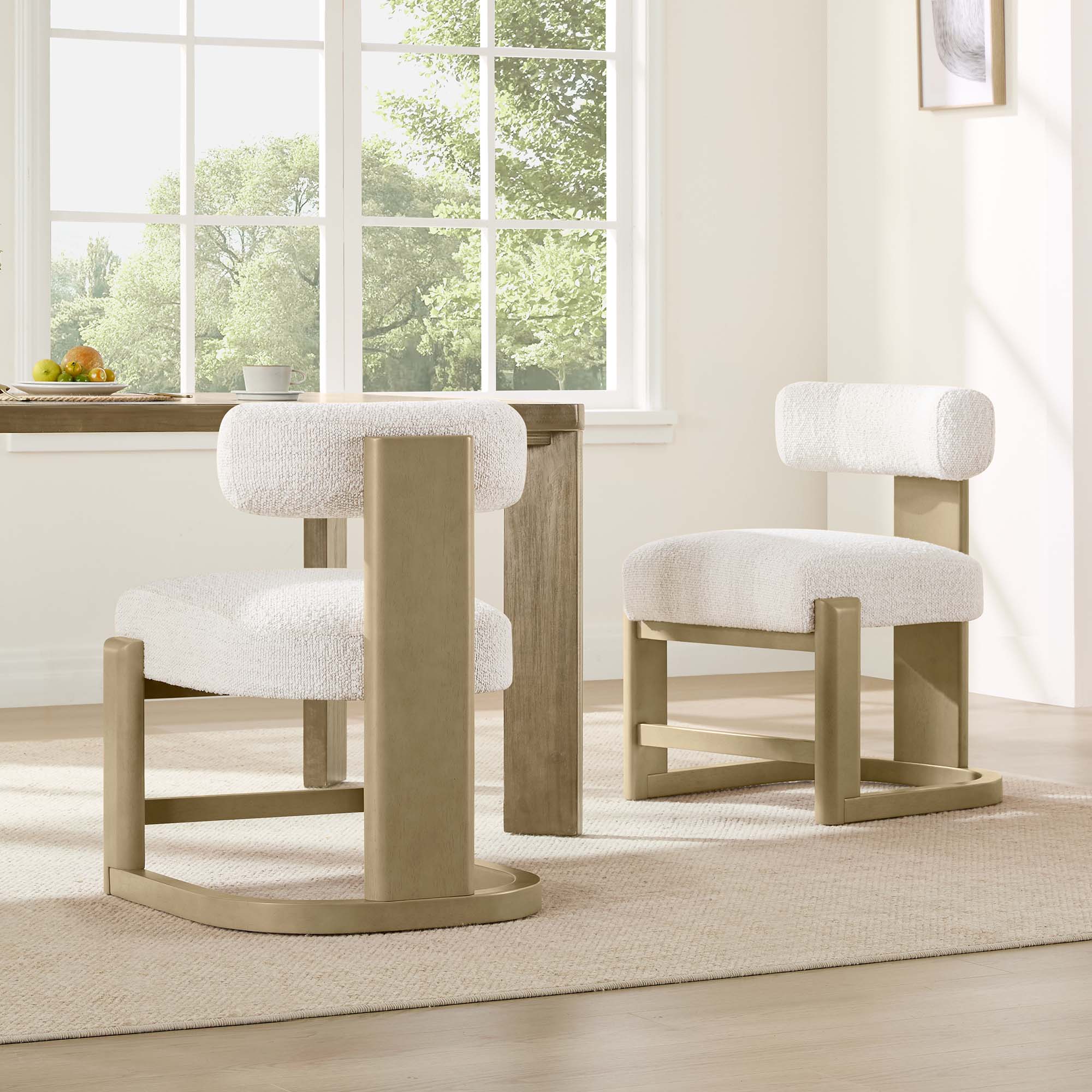 Troy Boucle Dining Chair With Solid Wood