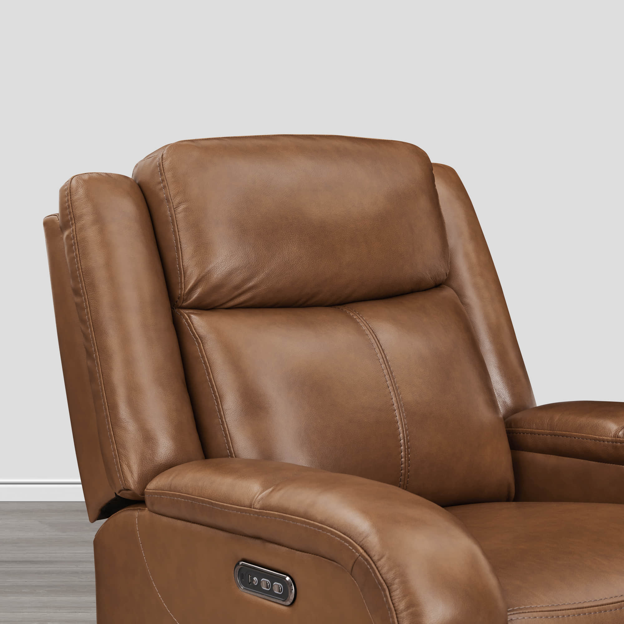 Isaac Genuine Leather Wall Hugger Power Recliner with Power Headrest