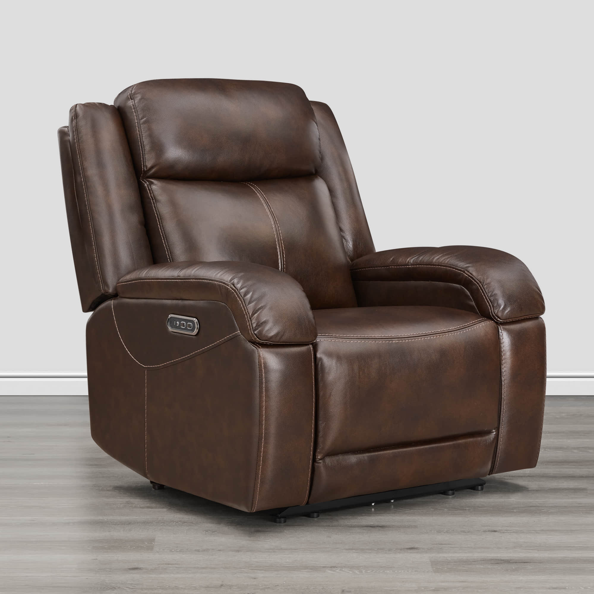 Isaac Genuine Leather Wall Hugger Power Recliner with Power Headrest