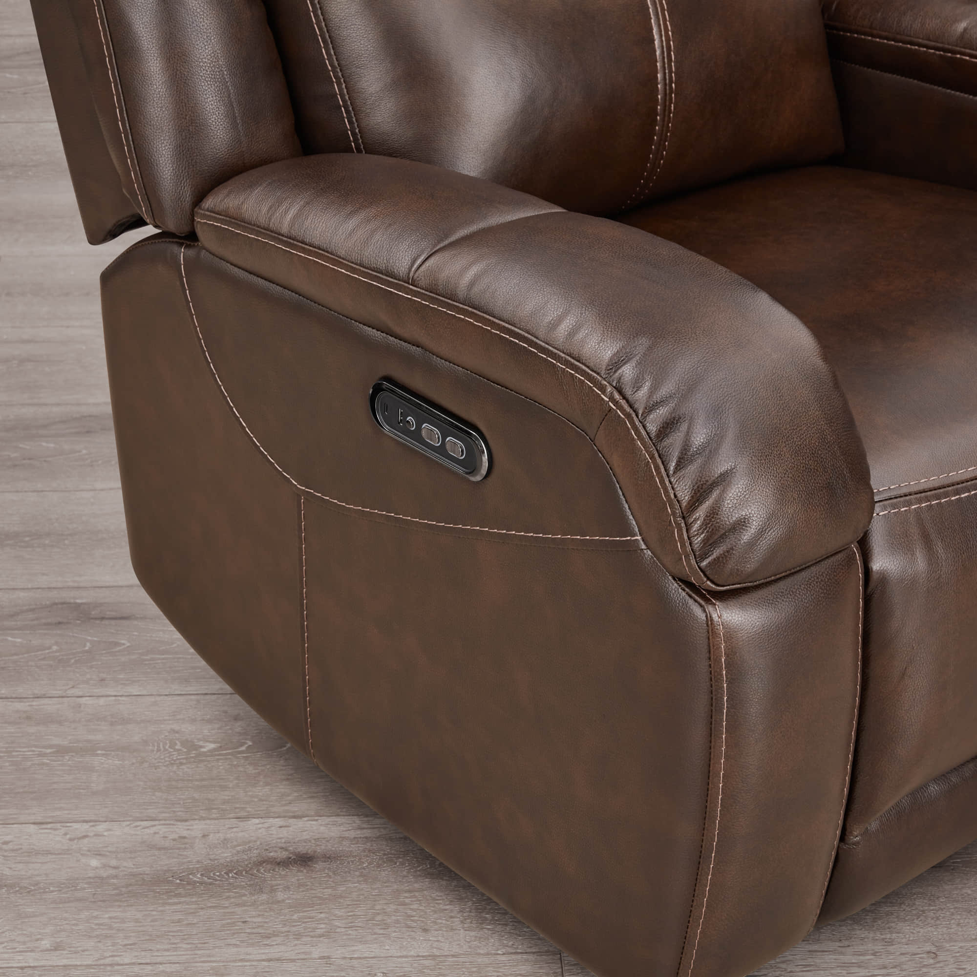 Isaac Genuine Leather Wall Hugger Power Recliner with Power Headrest