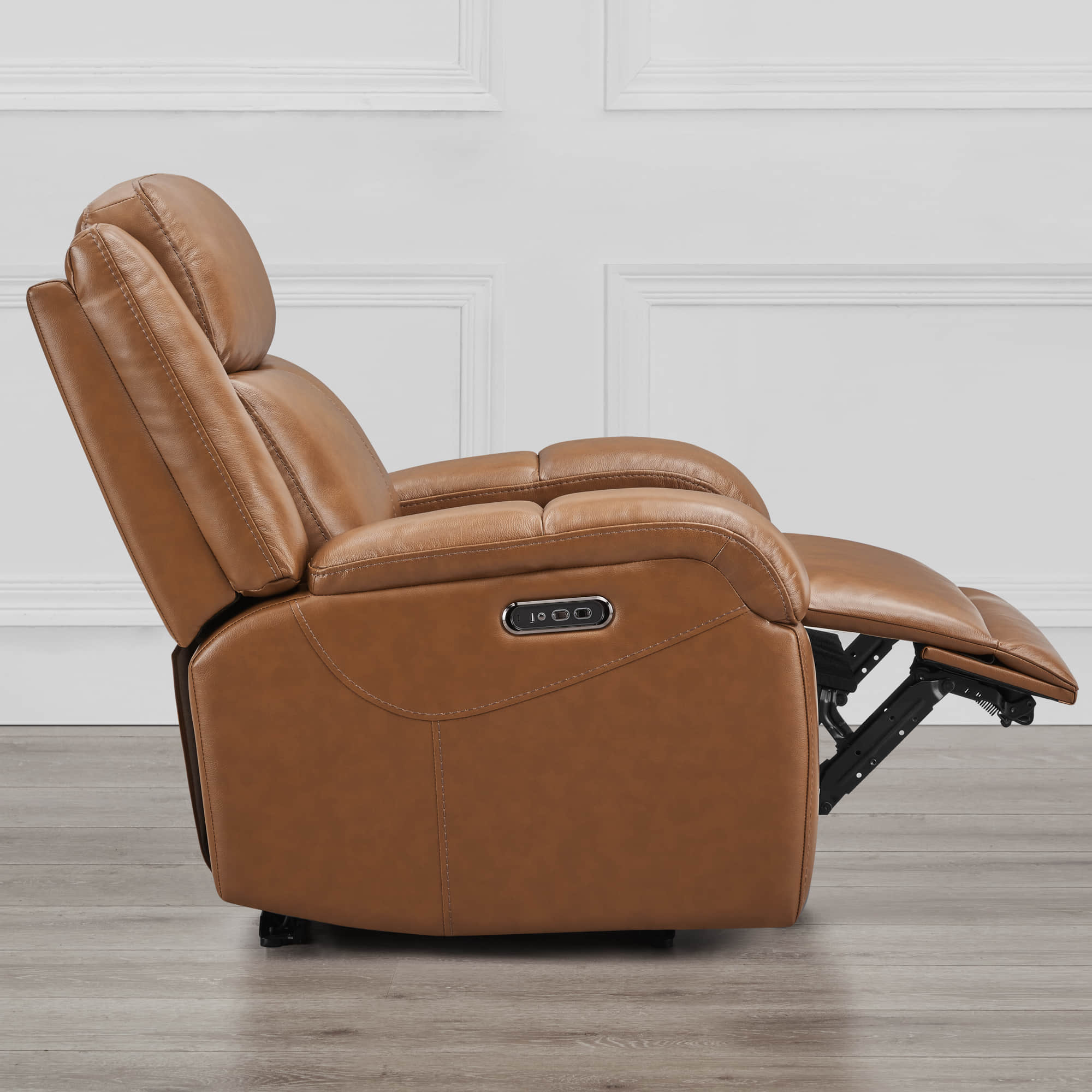 Isaac Genuine Leather Wall Hugger Power Recliner with Power Headrest