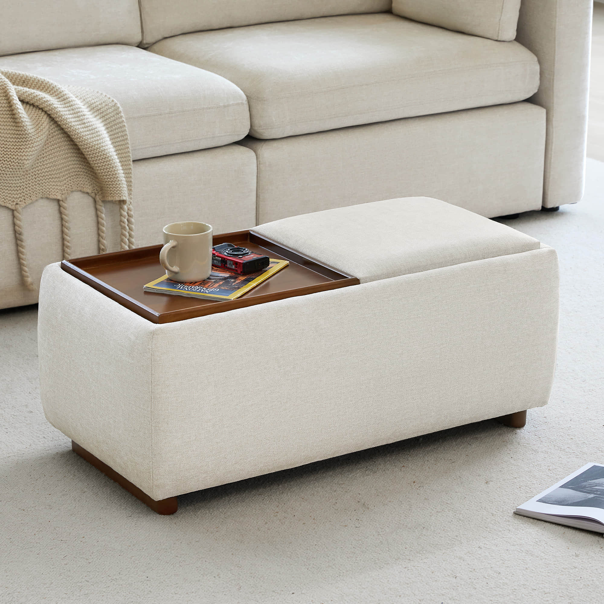 Vault Rectangle Storage Flip Ottoman