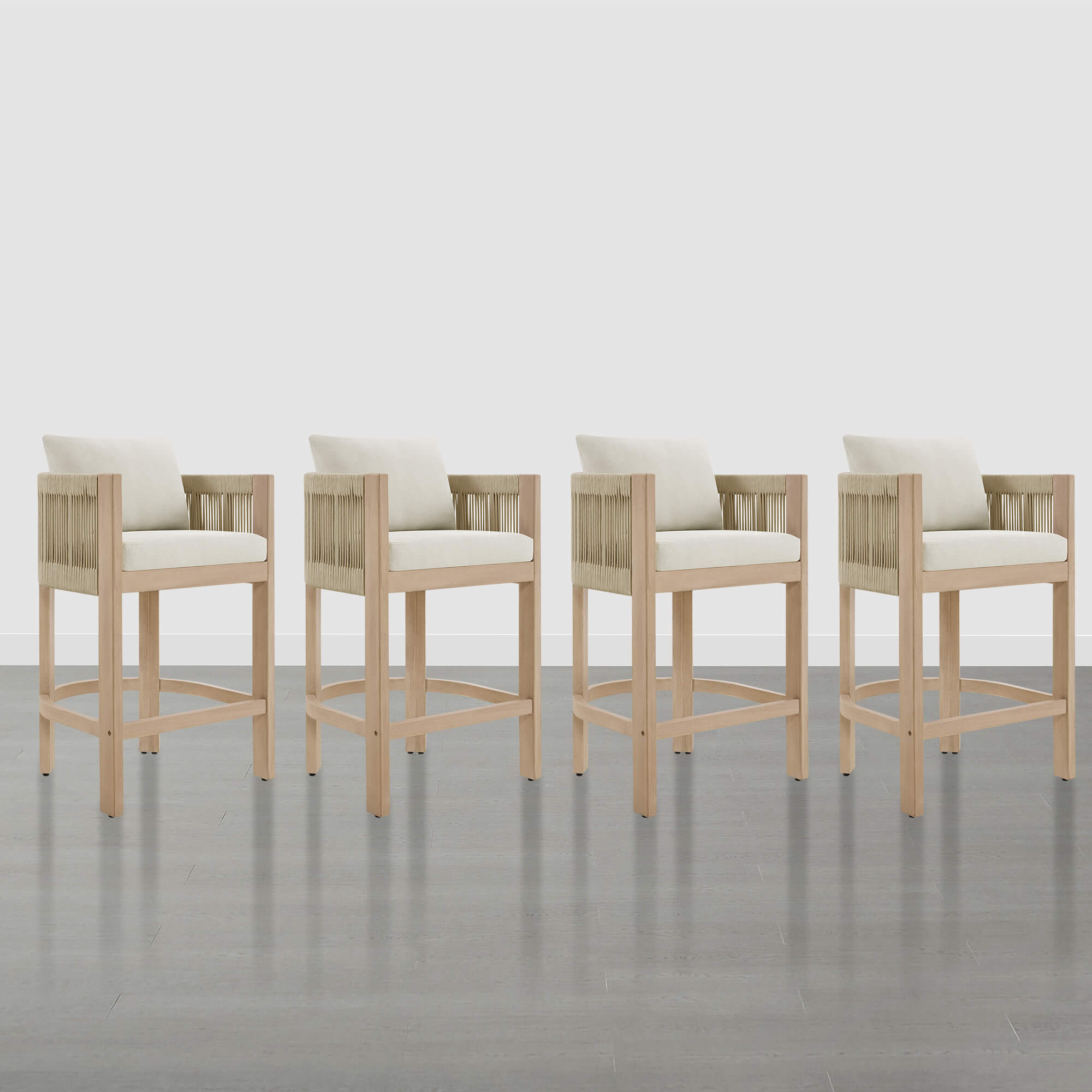 Clover Boho Acacia Wood Rope Indoor & Outdoor Counter Stool