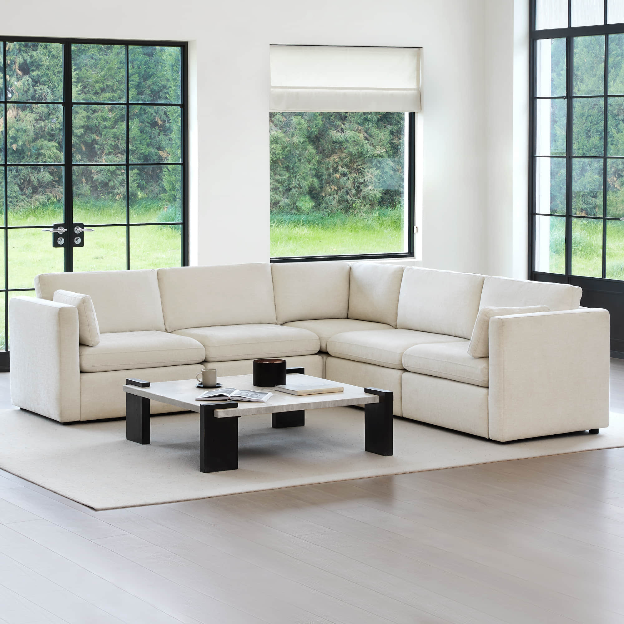 Delaney 5-Seat V Shaped Modular Sofa Chaise
