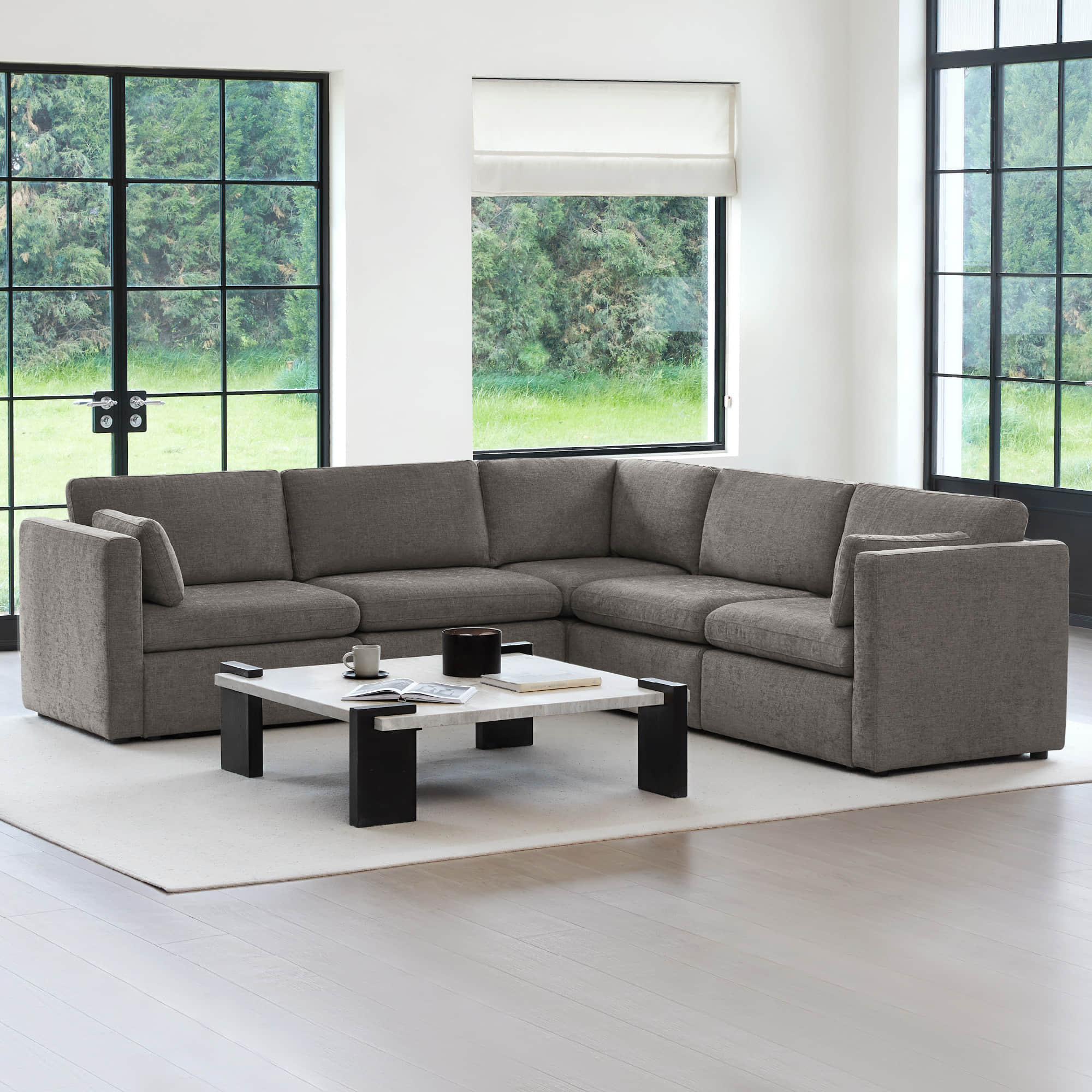 Delaney 5-Seat V Shaped Modular Sofa Chaise