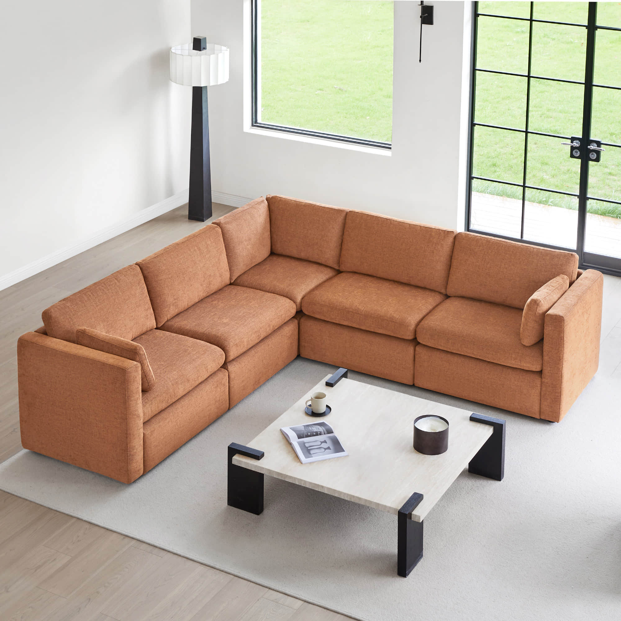 Delaney 5-Seat V Shaped Modular Sofa Chaise