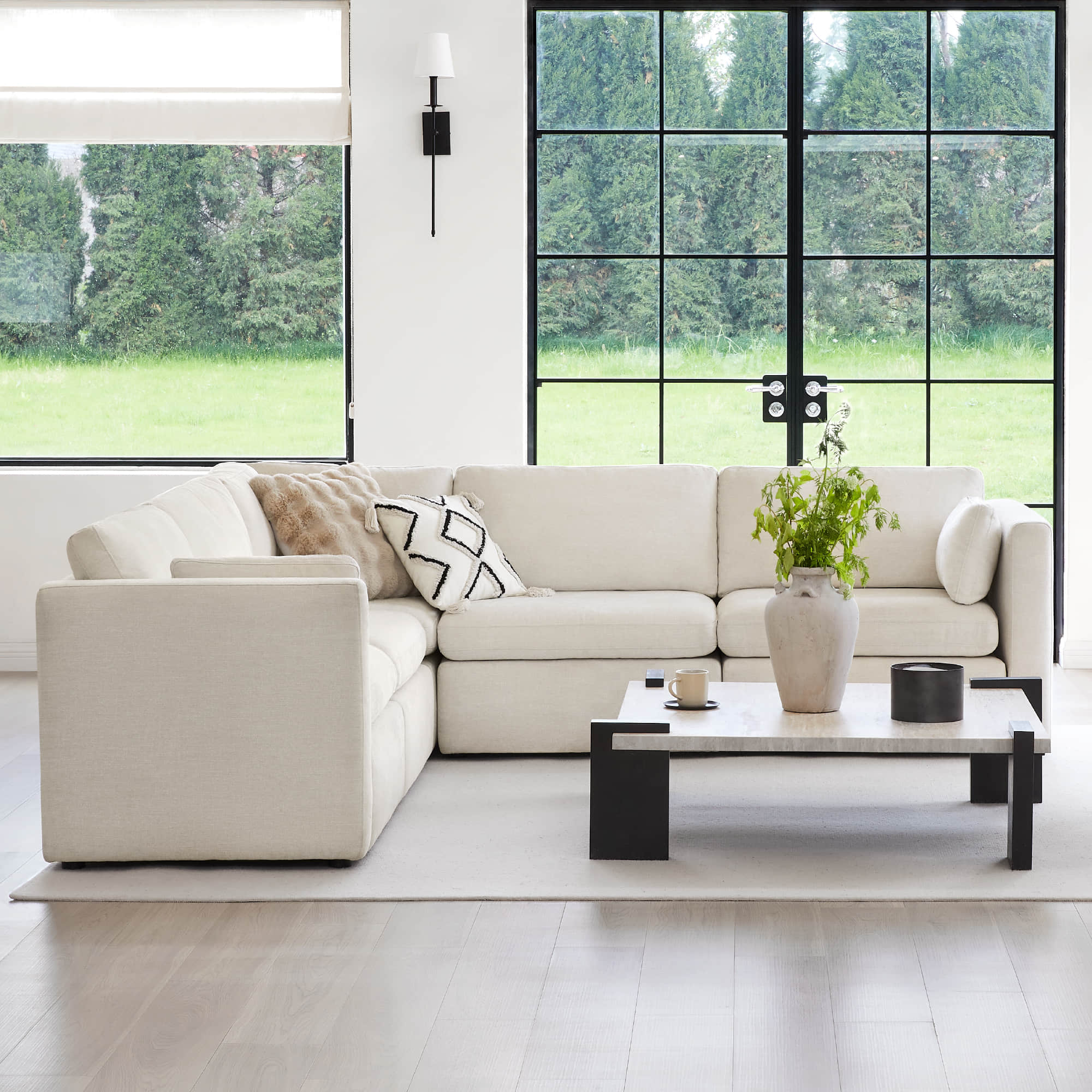 Delaney 5-Seat V Shaped Modular Sofa Chaise