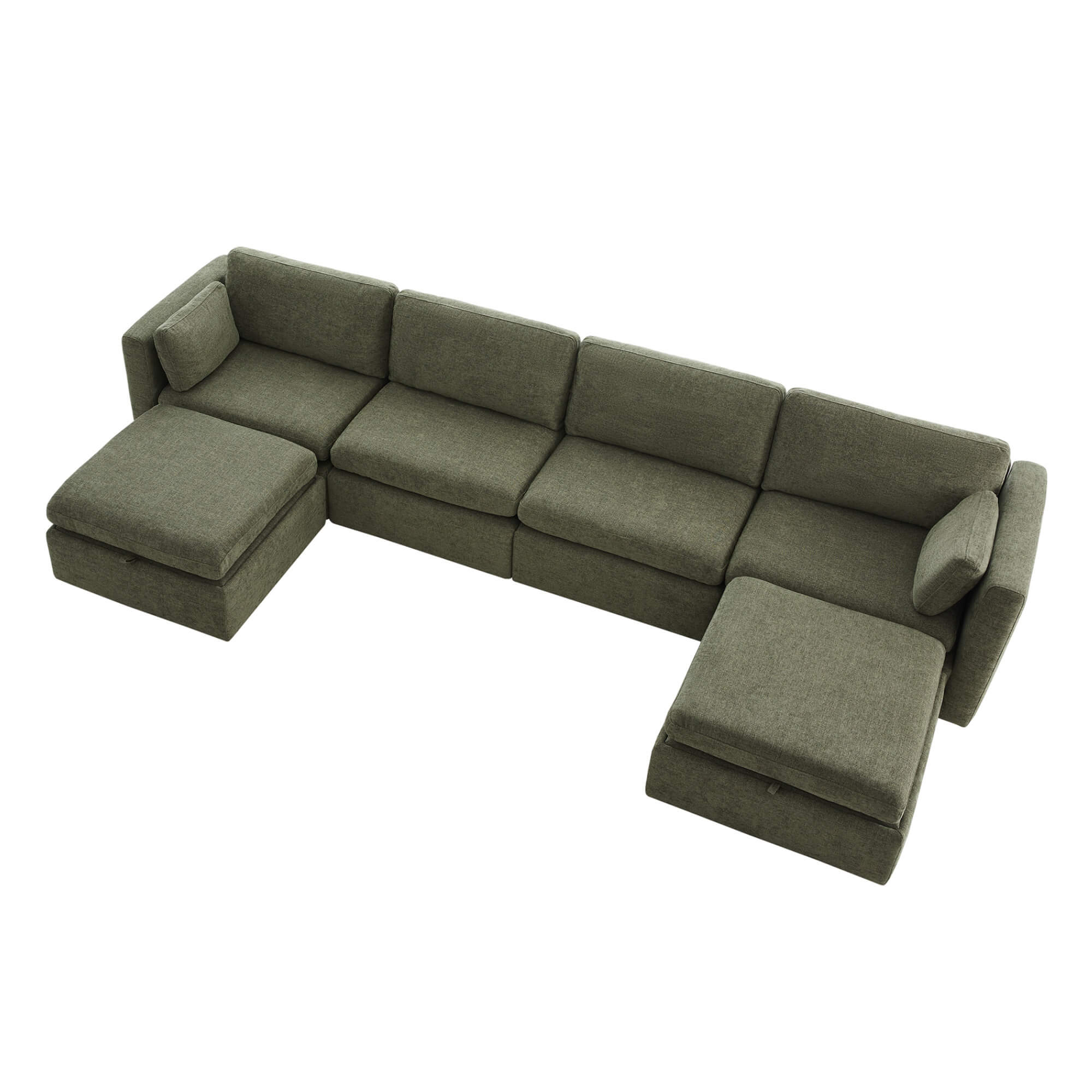 Delaney 6-Seat Modular Sofa Chaise with Storage Ottomans