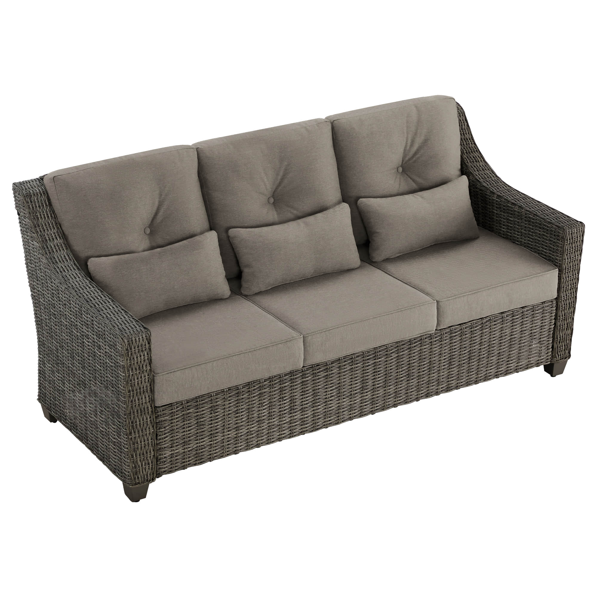 Elara Outdoor Rattan Sofa With Rocking Swivel Armchairs - 5 Seats