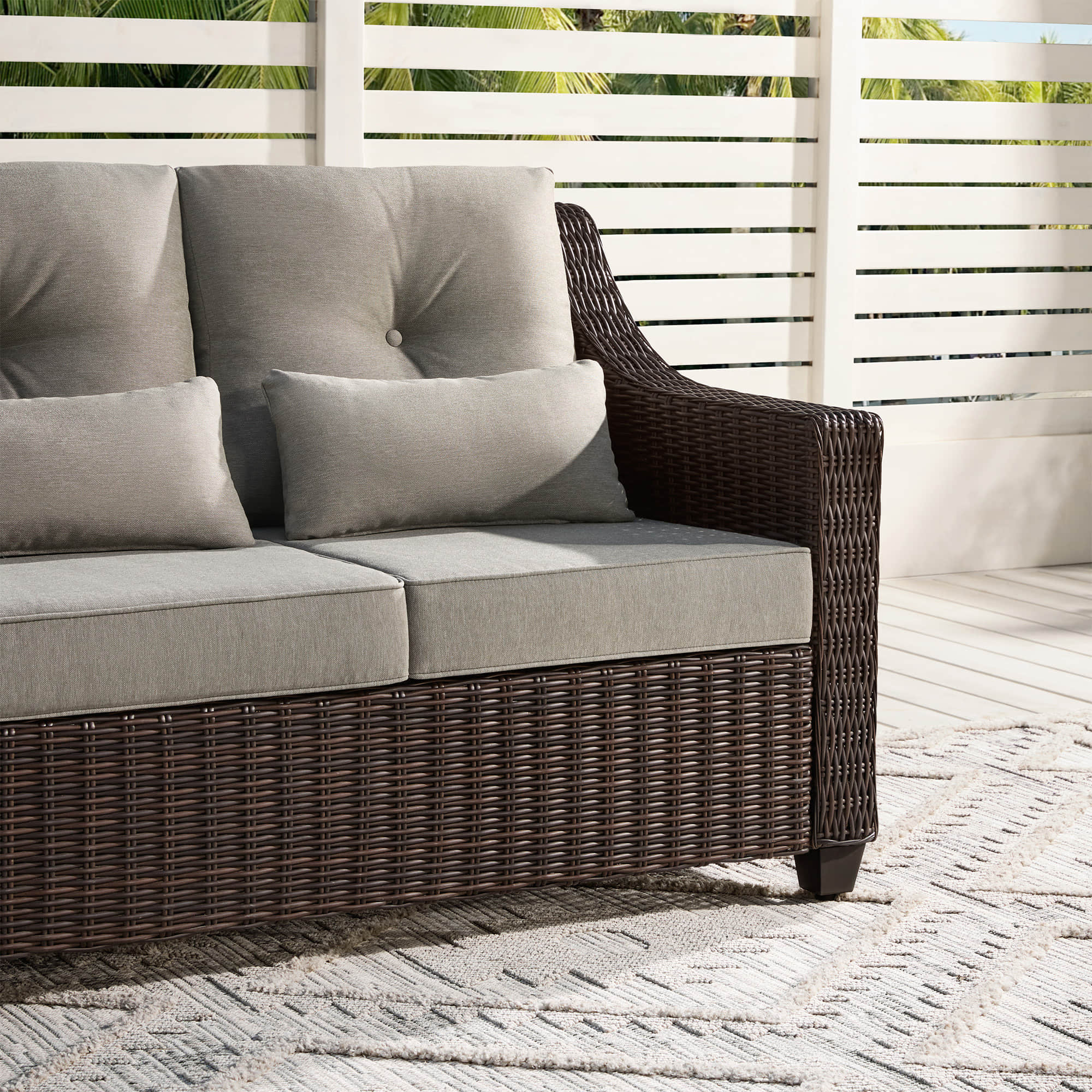 Elara Outdoor Rattan Sofa With Rocking Swivel Armchairs - 5 Seats