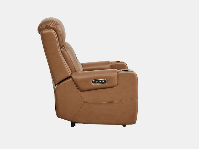 Garrison Genuine Leather Power Lay Flat Recliner with Power Headrest