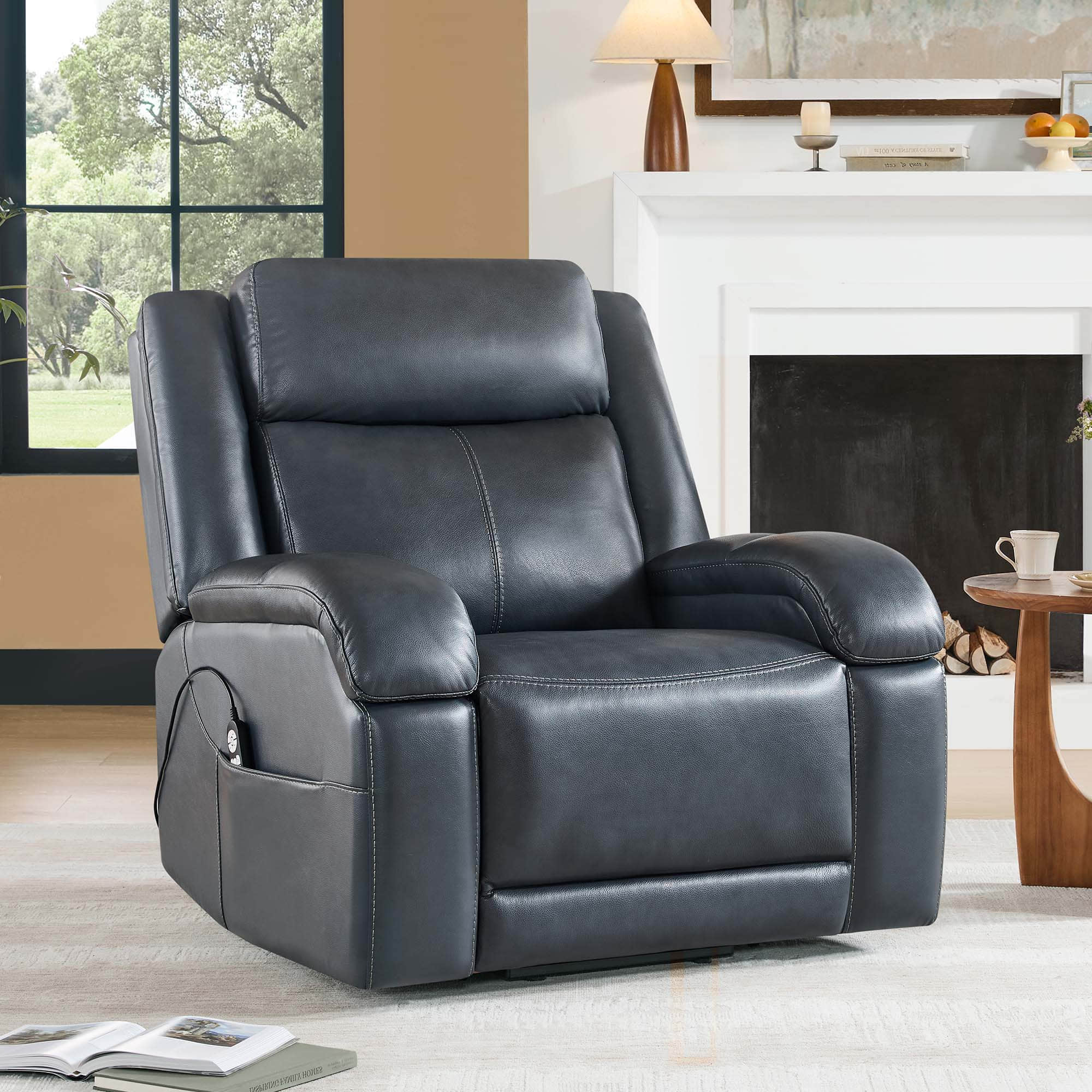 Isaac Genuine Leather Lift Assist Recliner With Power Headrest