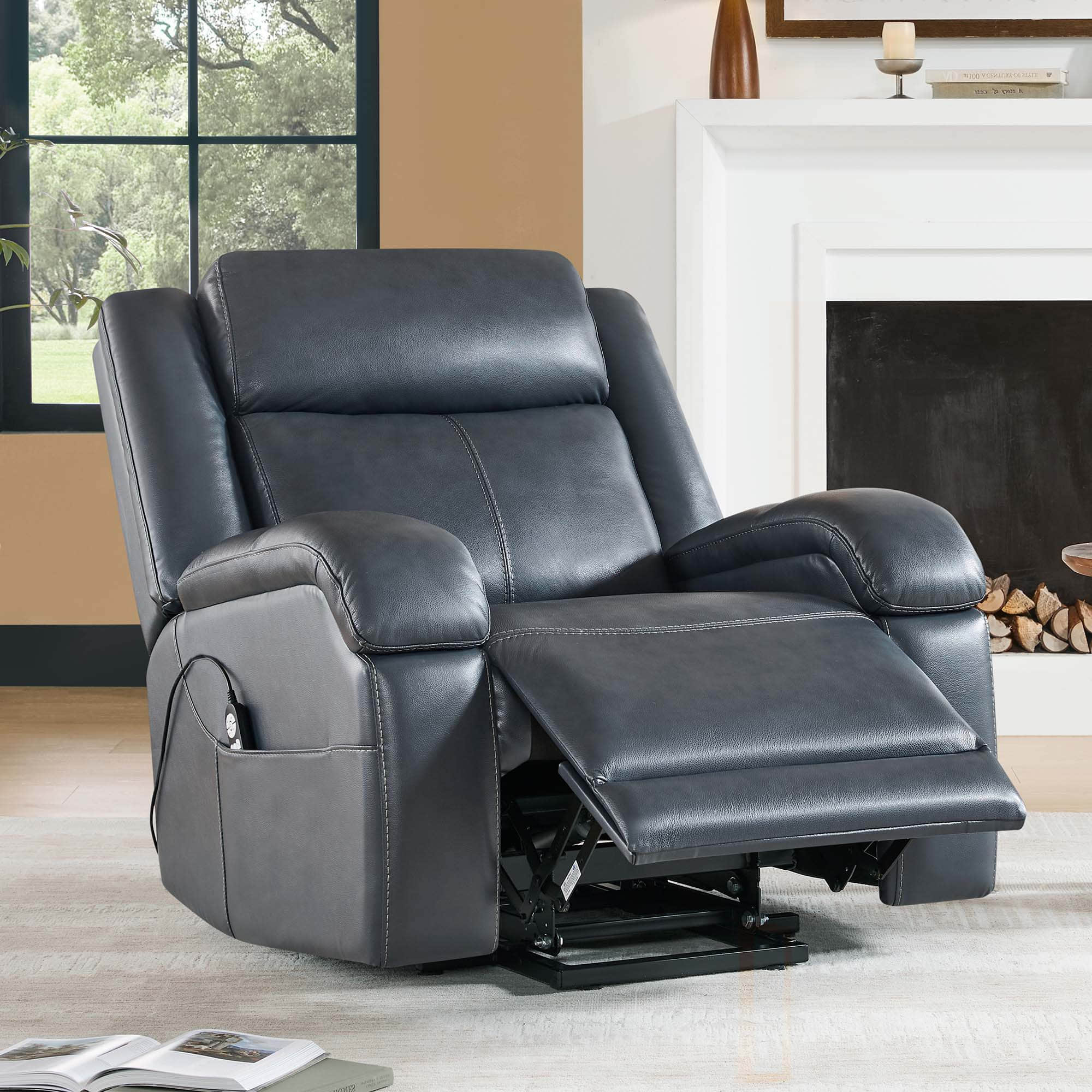 Isaac Genuine Leather Lift Assist Recliner With Power Headrest
