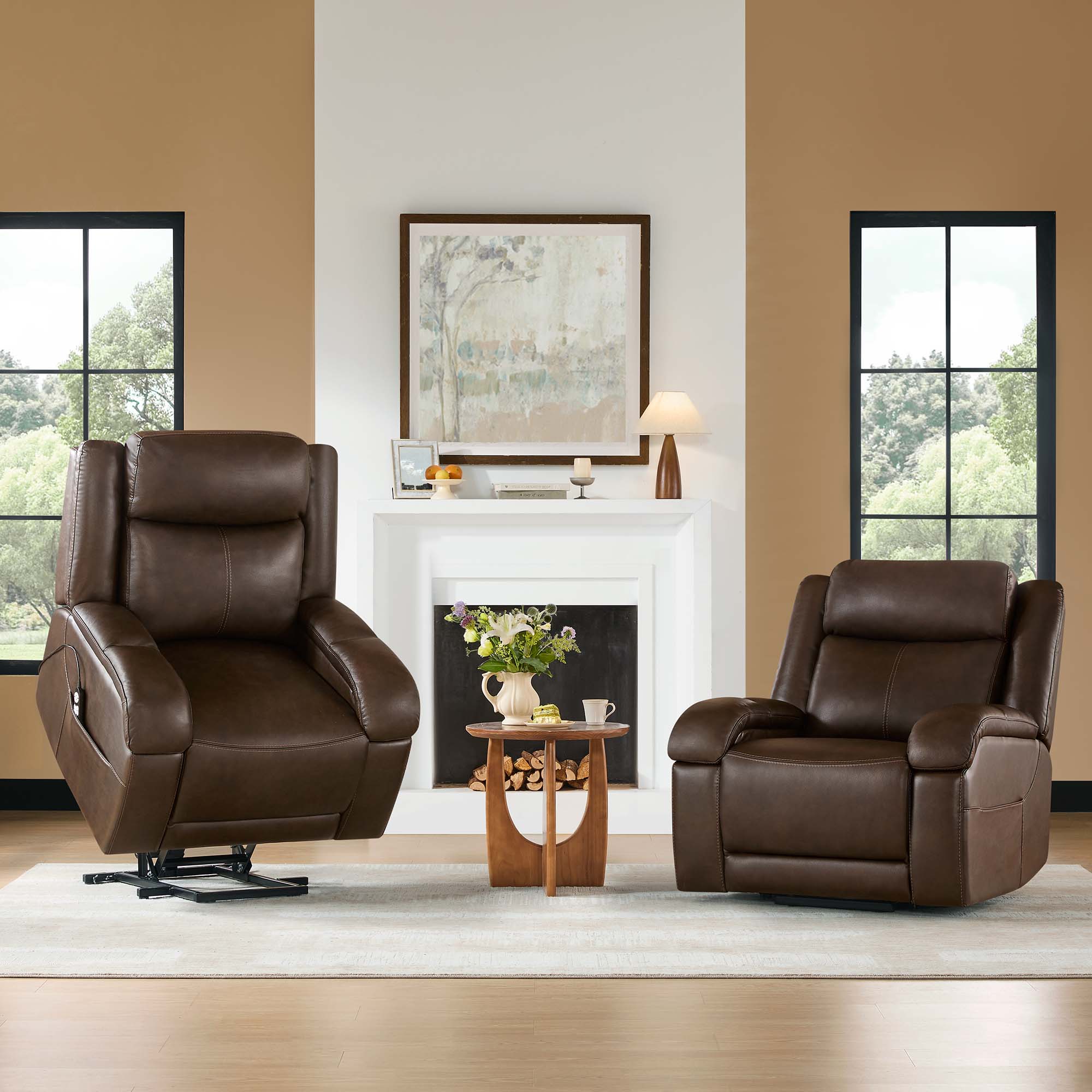 Isaac Genuine Leather Lift Assist Recliner With Power Headrest