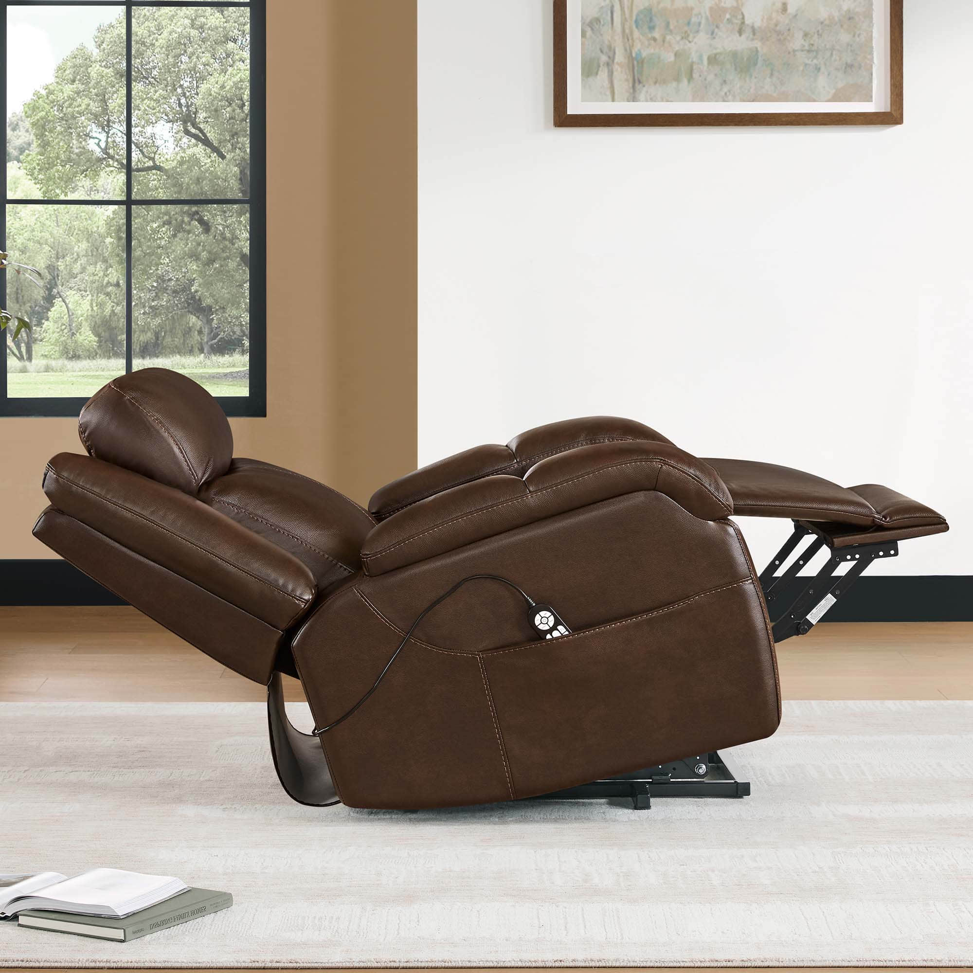 Isaac Genuine Leather Lift Assist Recliner With Power Headrest