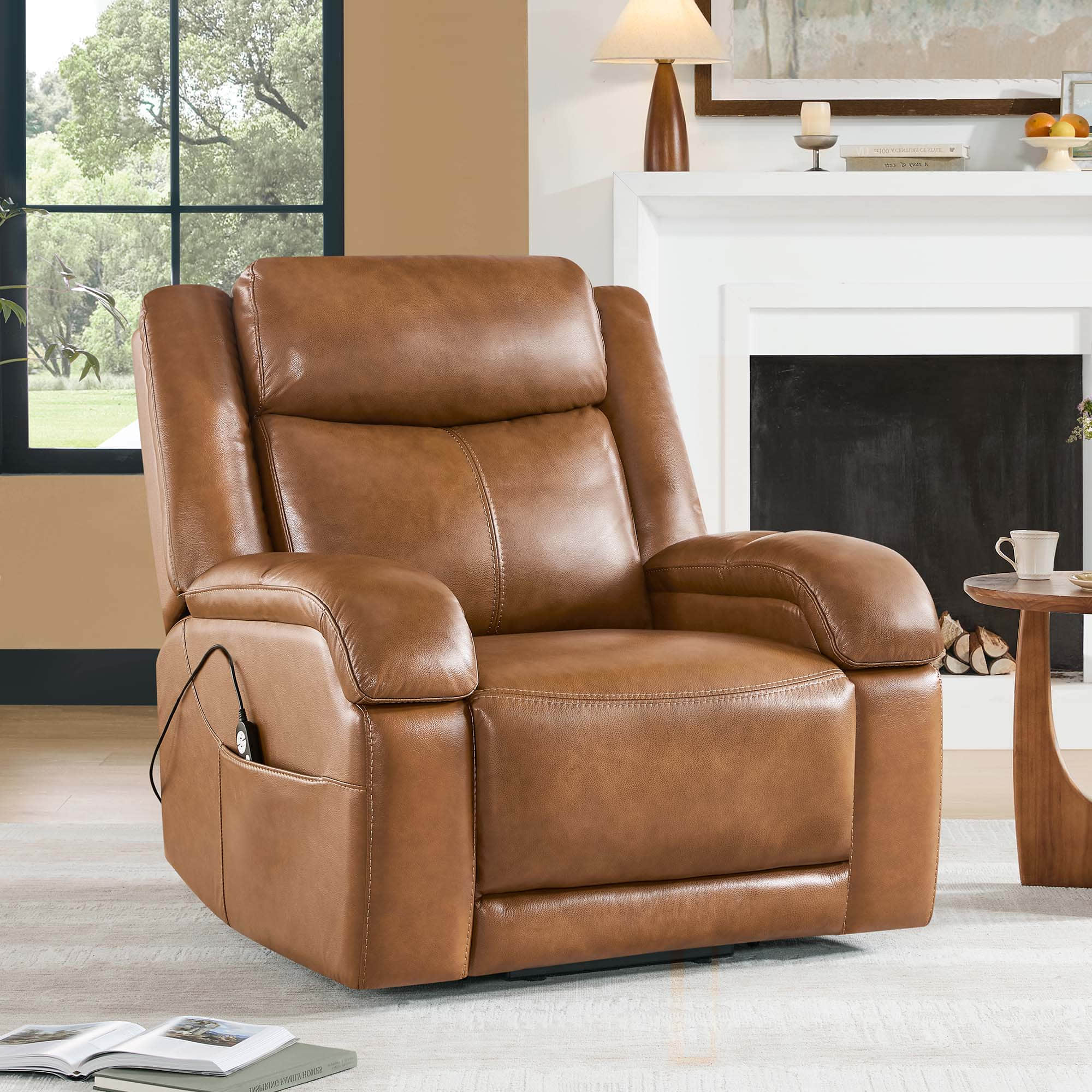 Isaac Genuine Leather Lift Assist Recliner With Power Headrest
