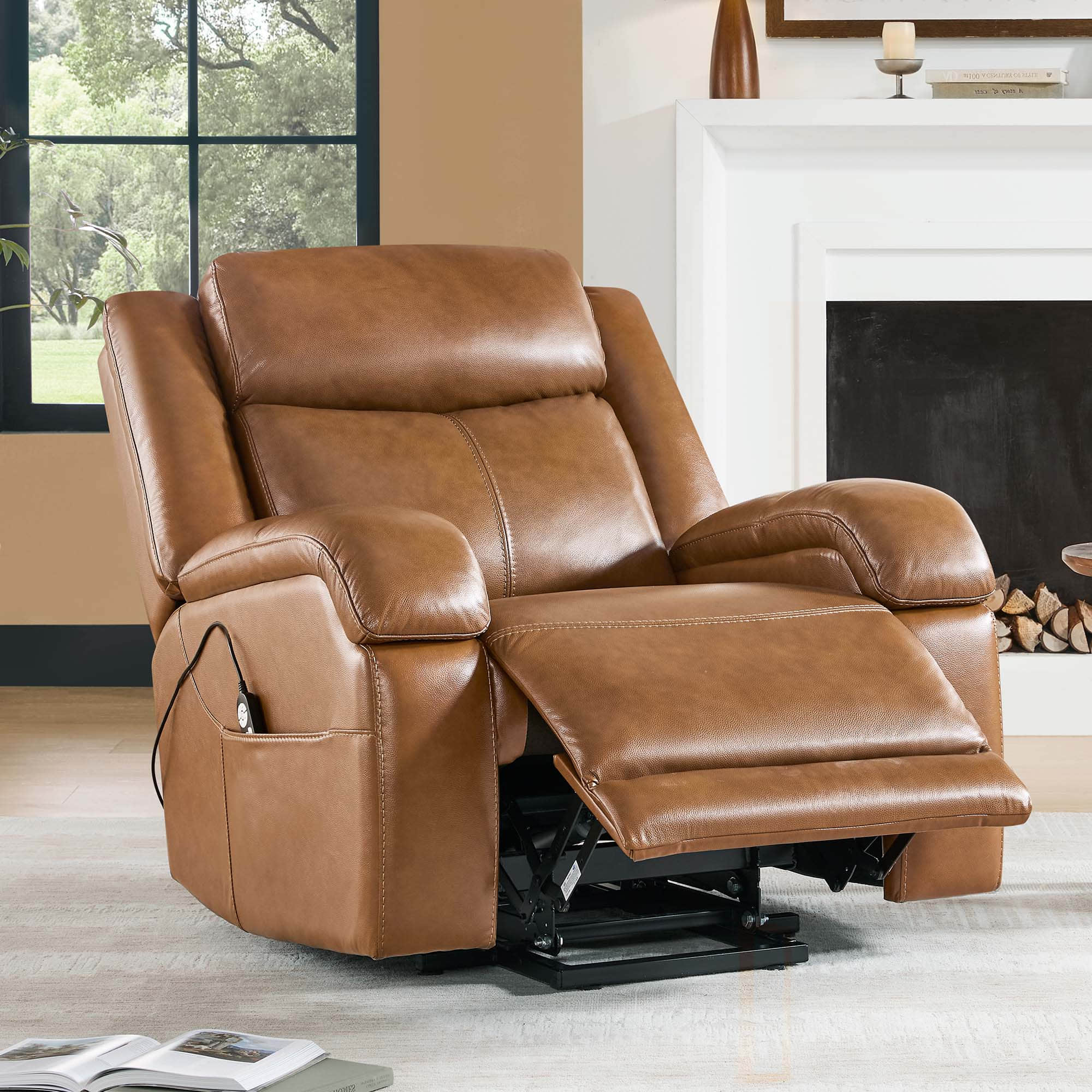 Isaac Genuine Leather Lift Assist Recliner With Power Headrest
