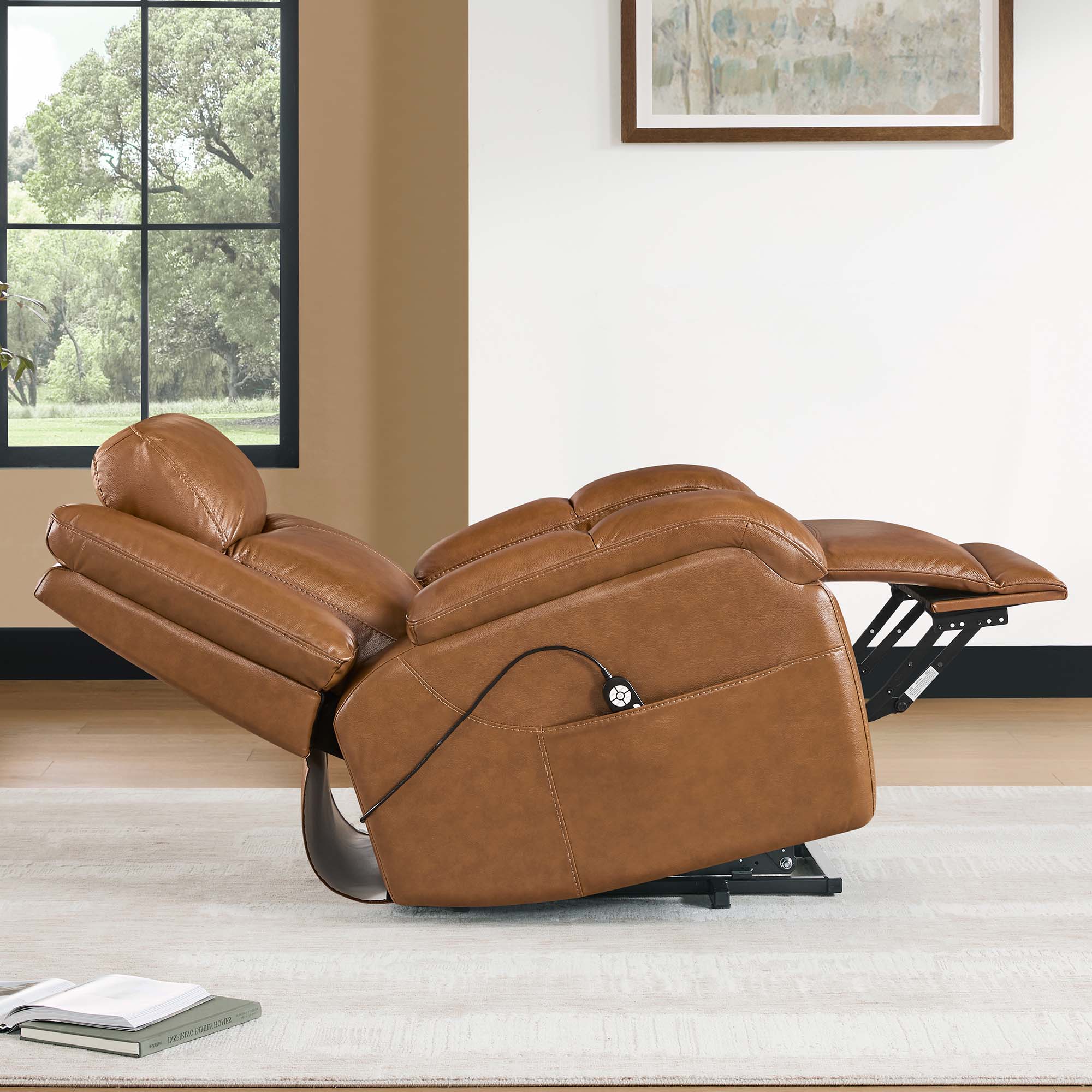 Isaac Genuine Leather Lift Assist Recliner With Power Headrest