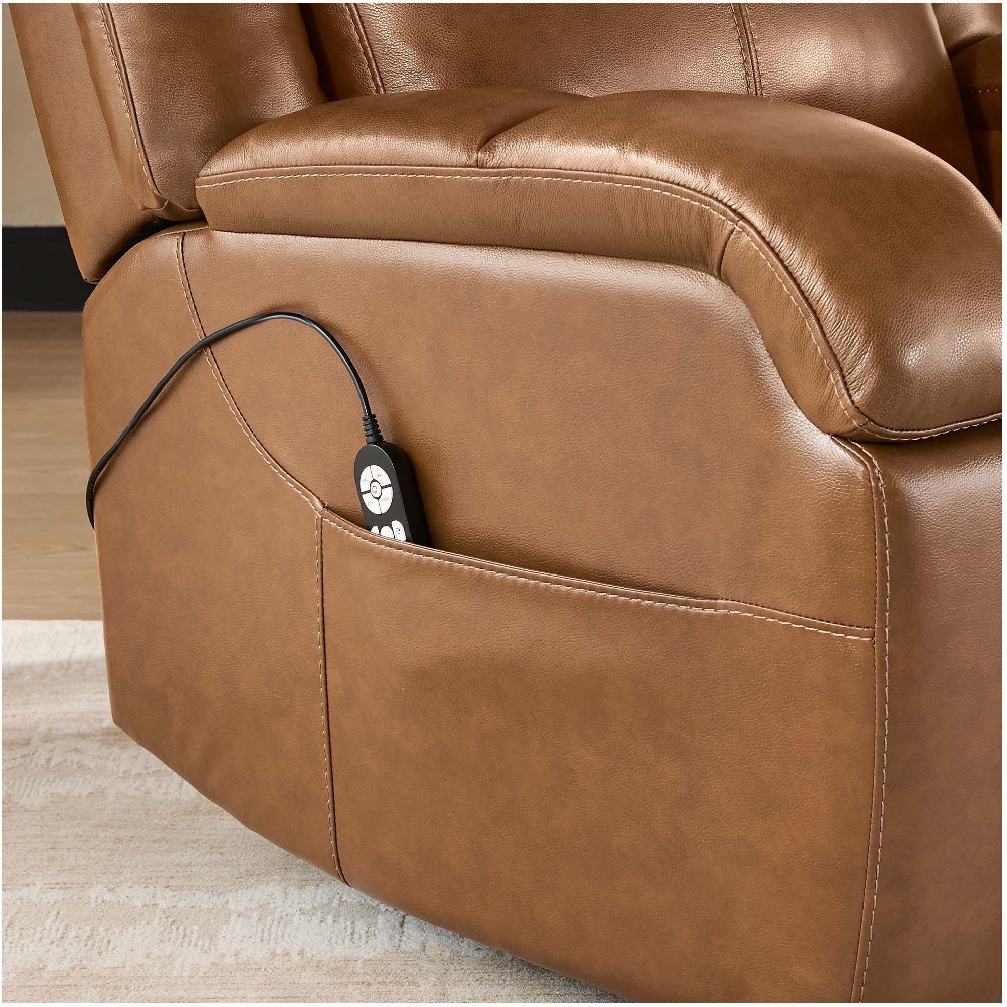 Isaac Genuine Leather Lift Assist Recliner With Power Headrest