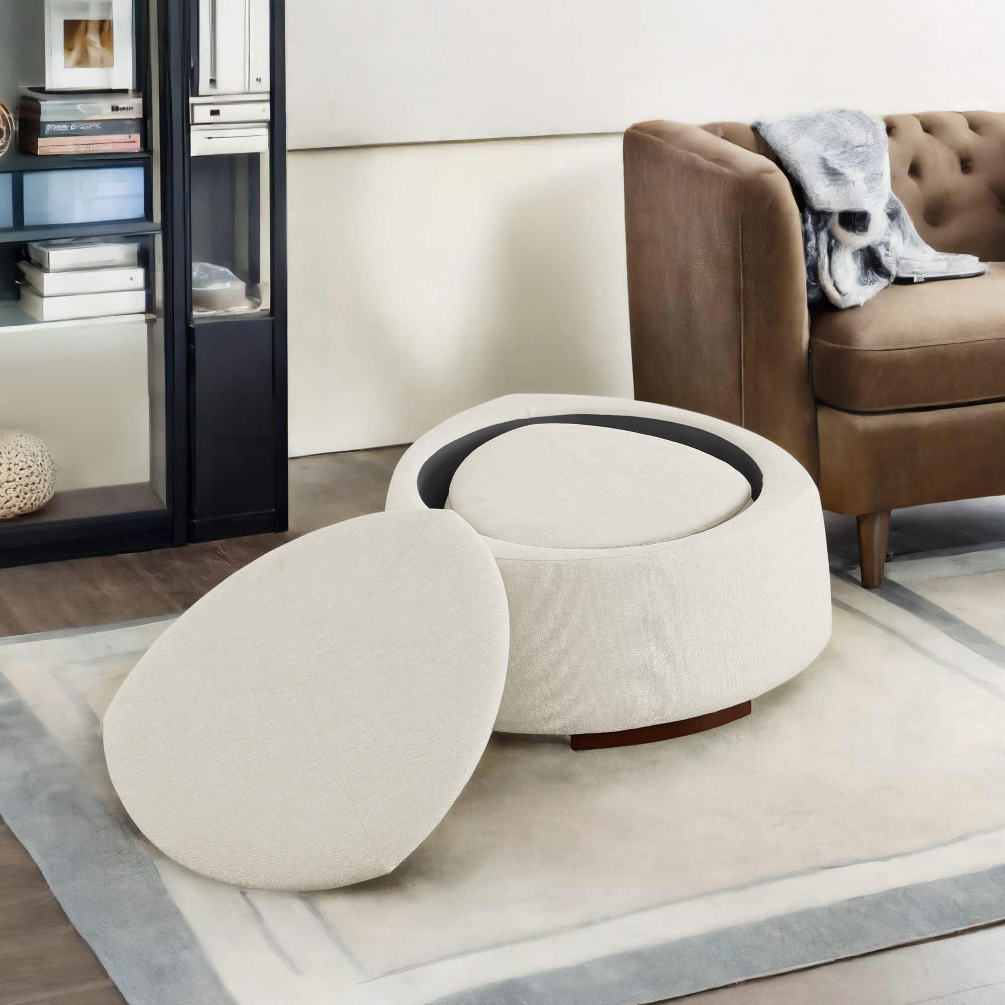 Twin Stone-shaped Storage Modern Ottoman