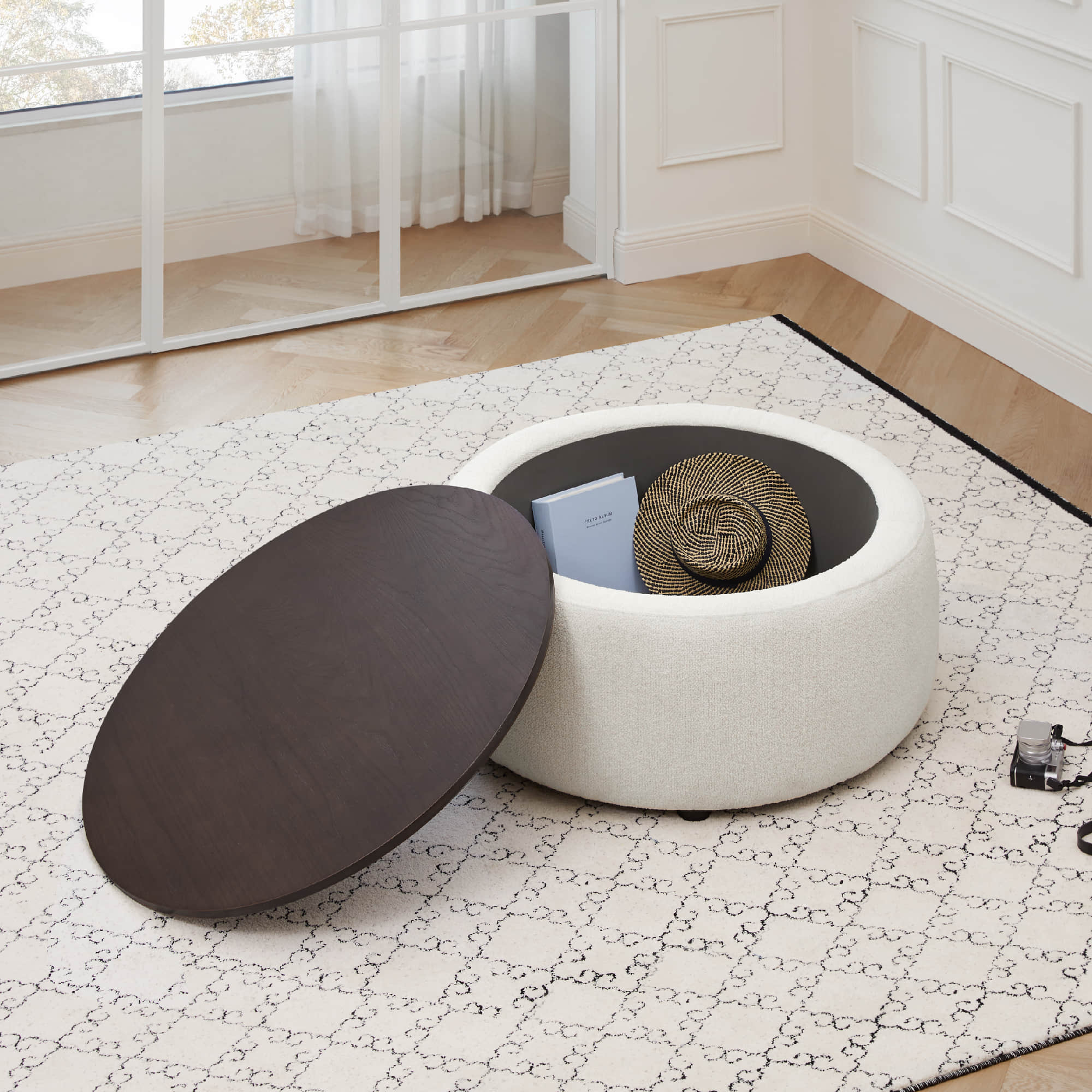 Grace Round Storage Coffee Ottoman