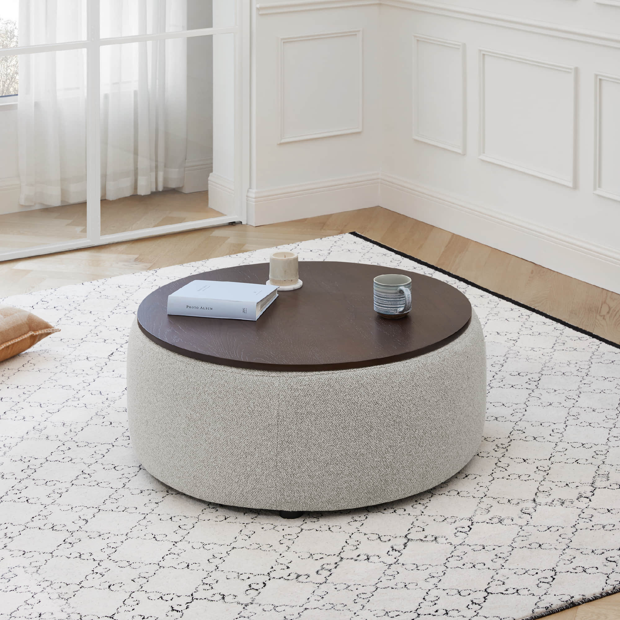 Grace Round Storage Coffee Ottoman