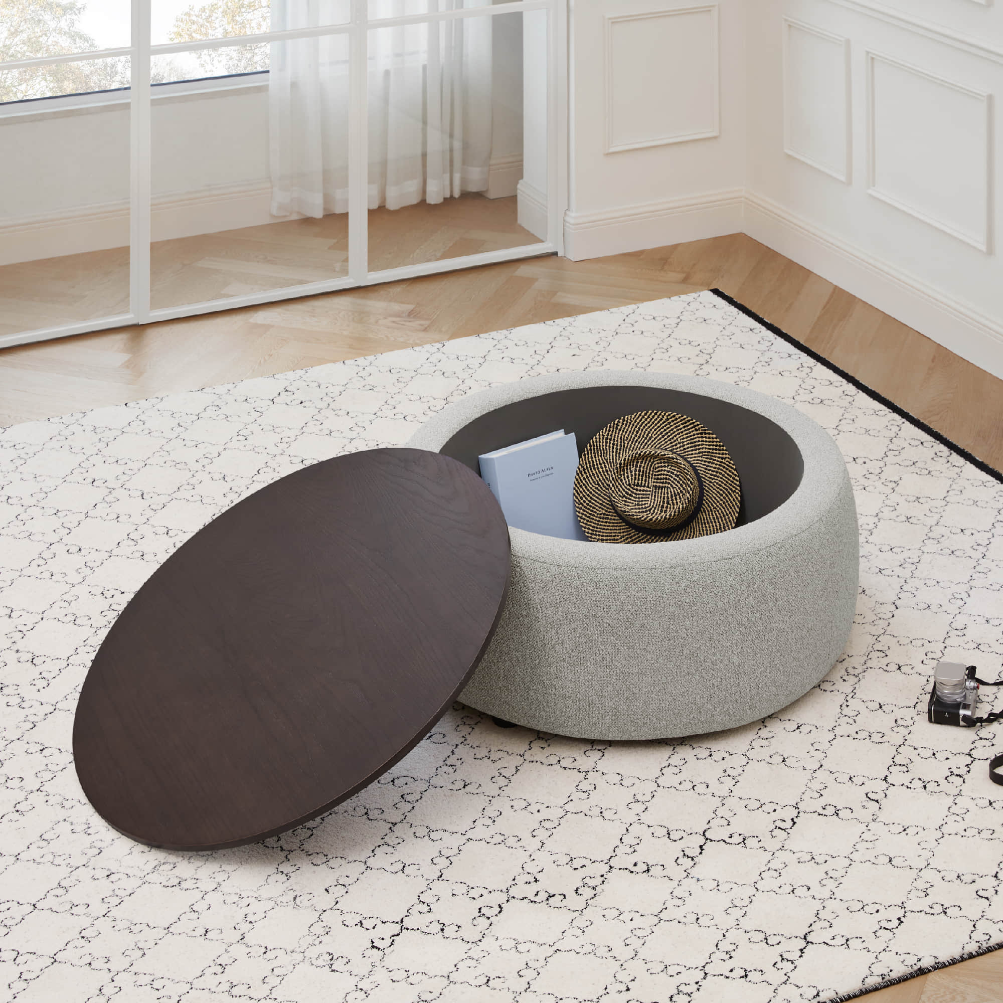 Grace Round Storage Coffee Ottoman