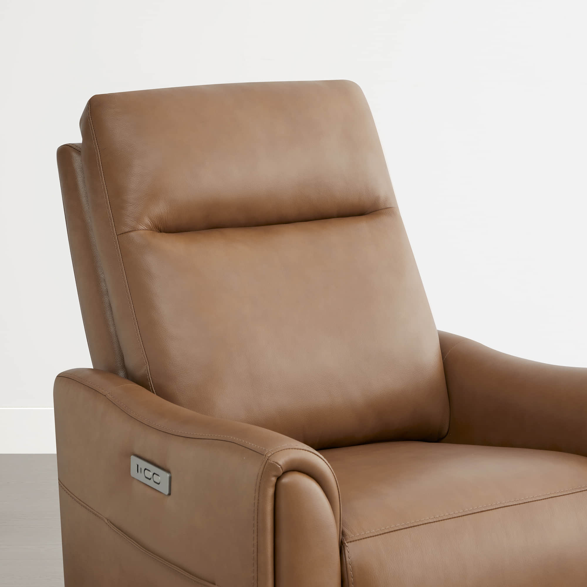 James Modern Genuine Leather Power Swivel Glider Recliner