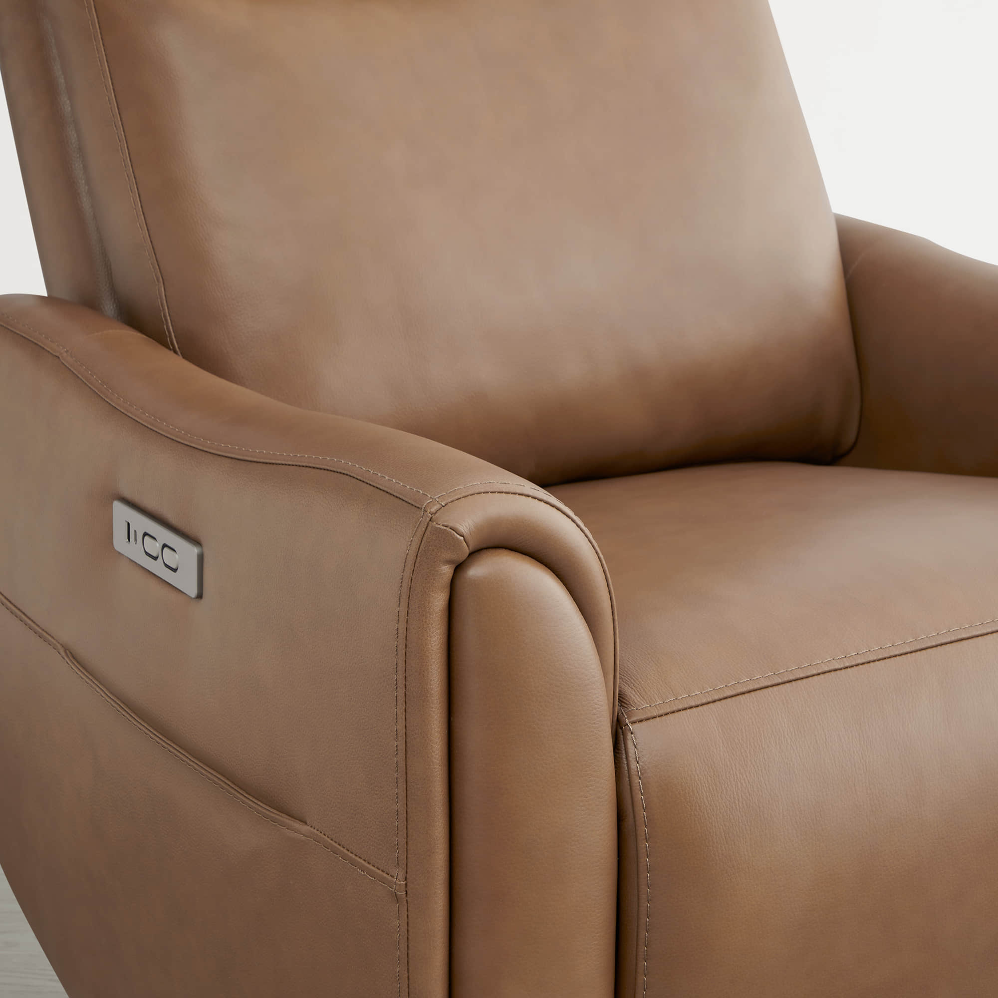 James Modern Genuine Leather Power Swivel Glider Recliner