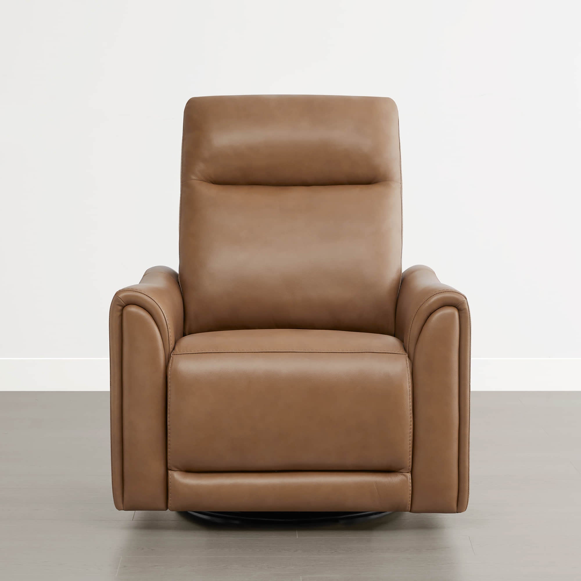 James Modern Genuine Leather Power Swivel Glider Recliner