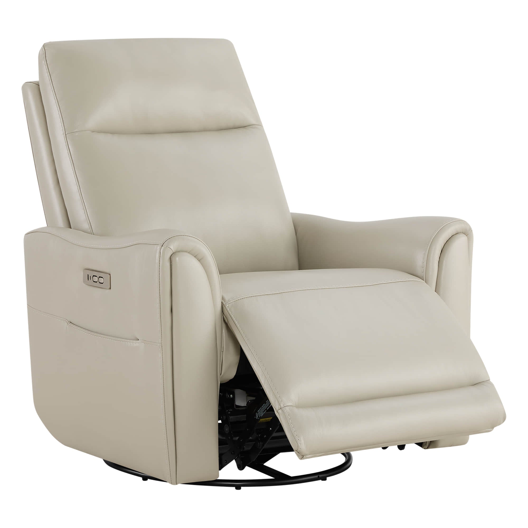 James Modern Genuine Leather Power Swivel Glider Recliner