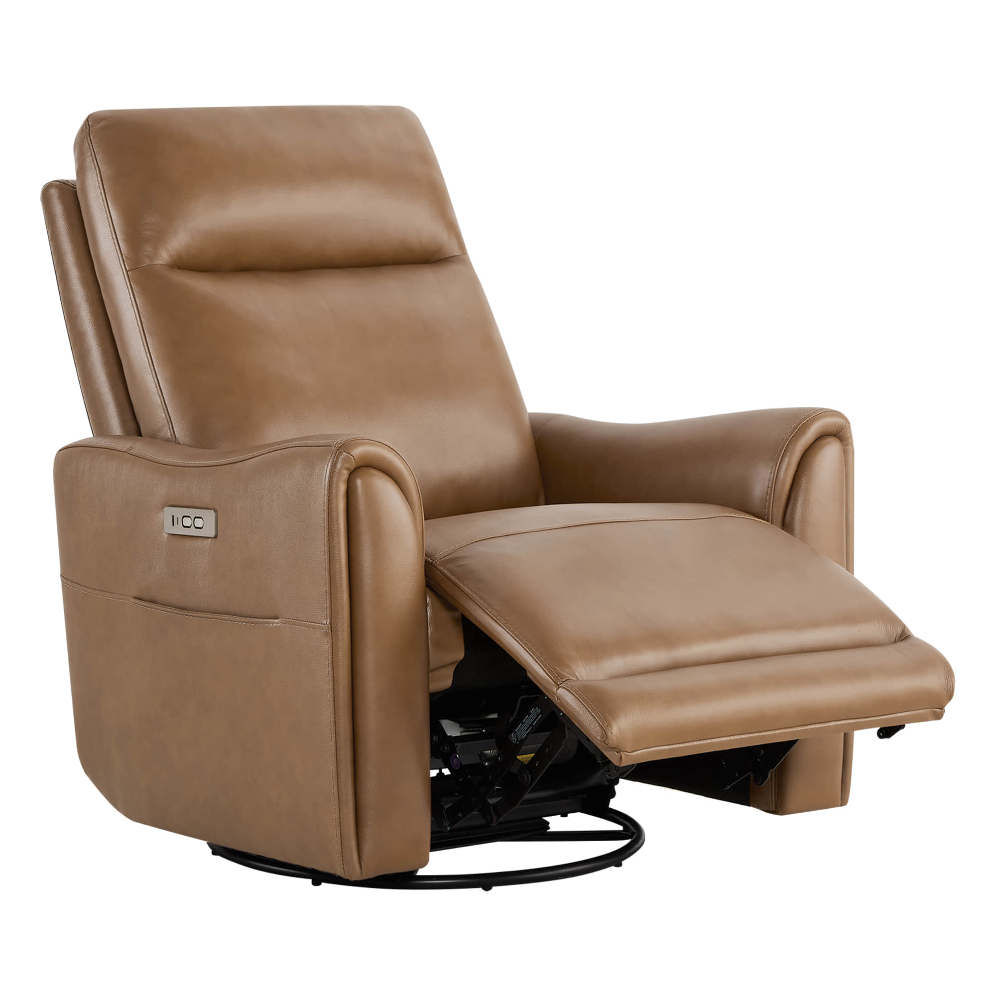 James Modern Genuine Leather Power Swivel Glider Recliner