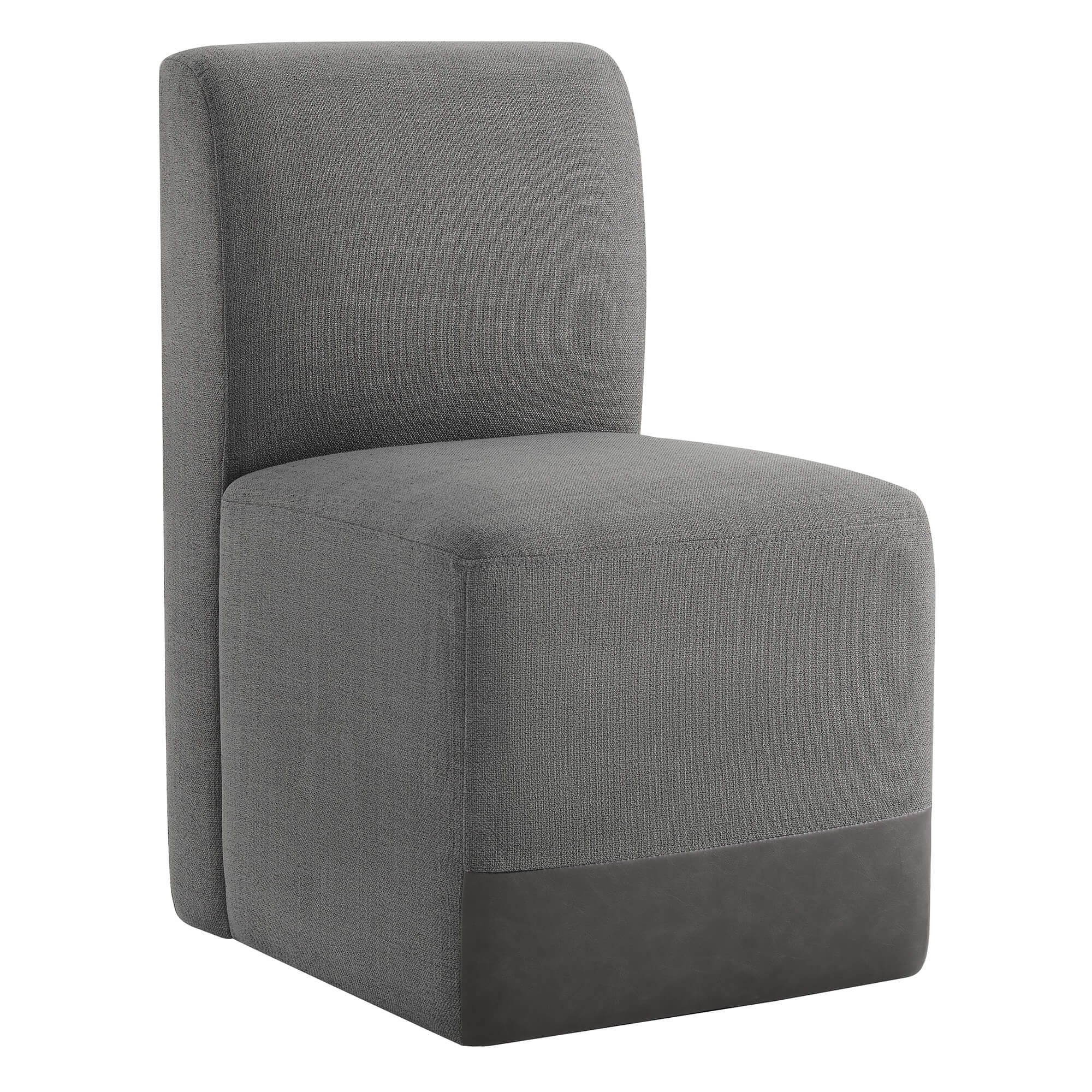 Aida Performance Fabric Rolling Dining Chair With Casters Base