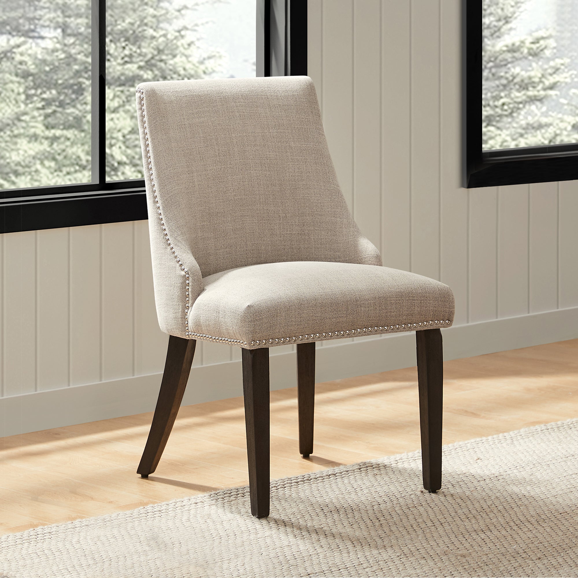Asher Upholstered Dining Chair with Nailhead Trim (Set of 2)