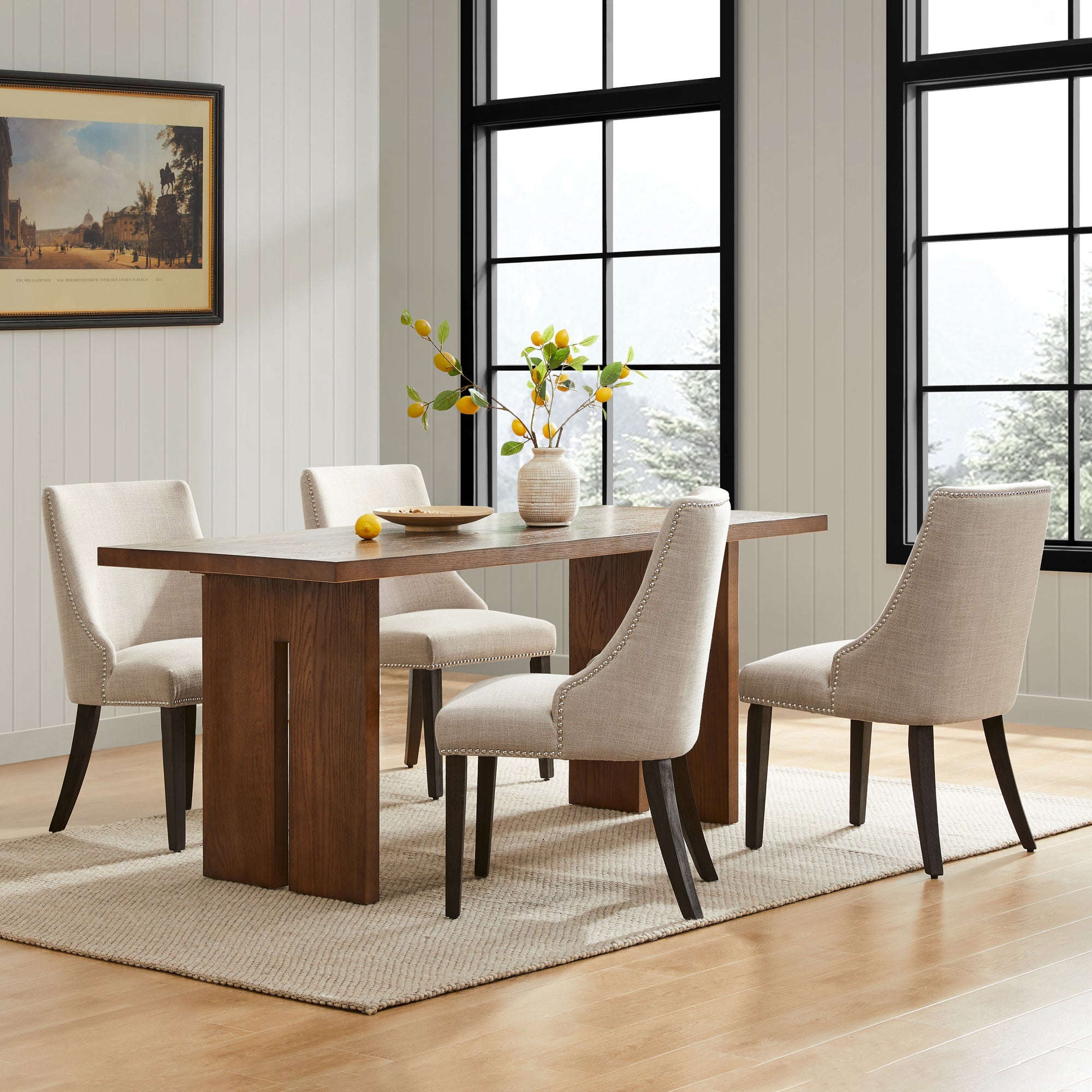 Asher Upholstered Dining Chair with Nailhead Trim (Set of 2)