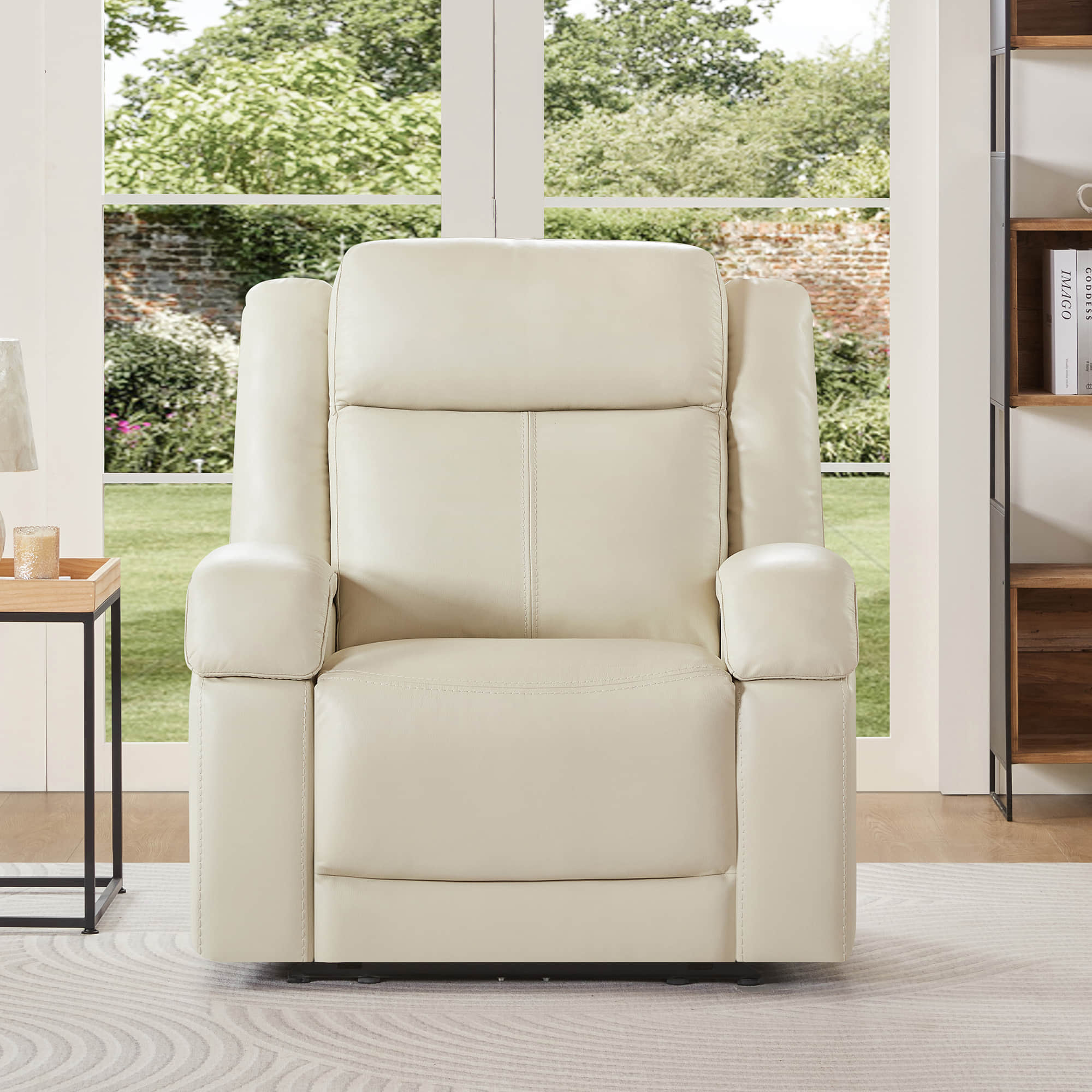 Isaac Genuine Leather Wall Hugger Power Recliner with Power Headrest