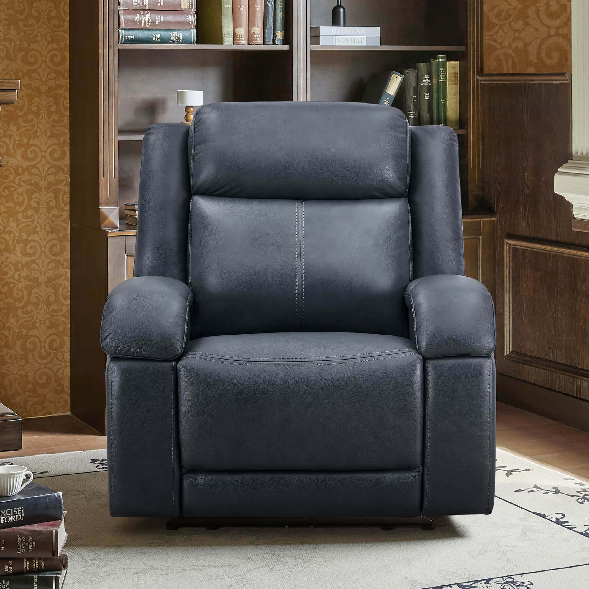 Isaac Genuine Leather Wall Hugger Power Recliner with Power Headrest