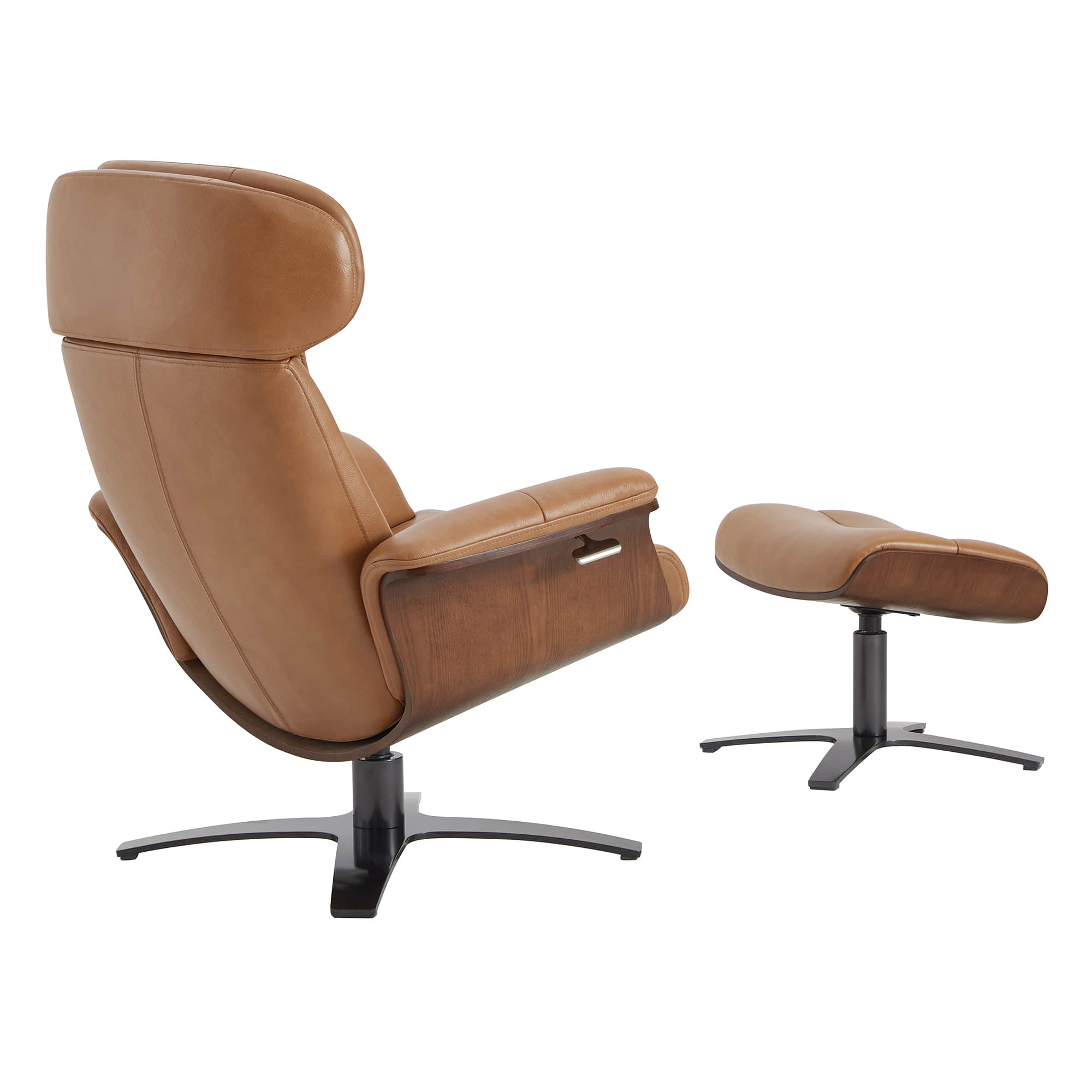 Fauteuil inclinable et repose-pieds en cuir véritable Elvin