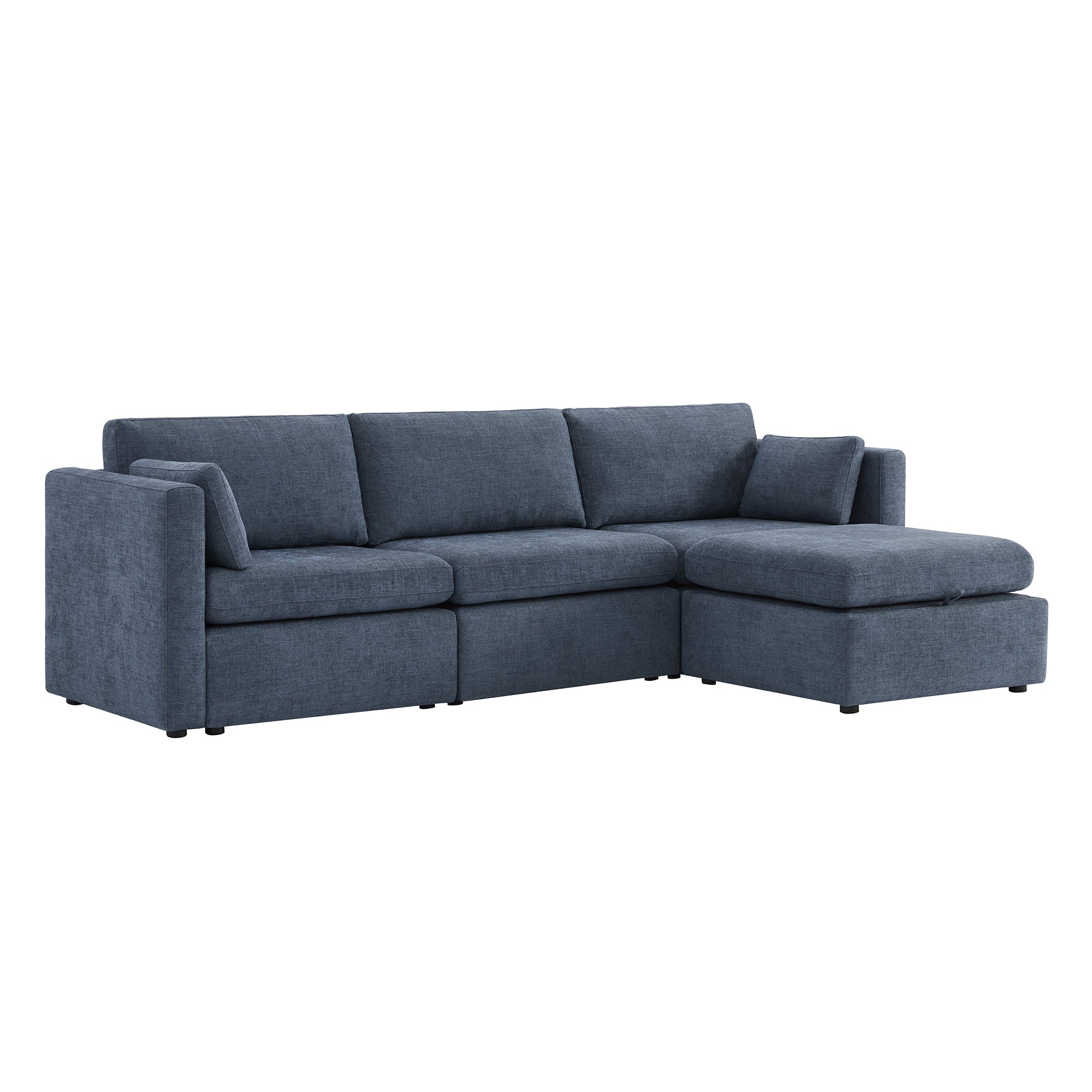 Delaney 4-Seat Modular Sofa Chaise with Storage Ottoman