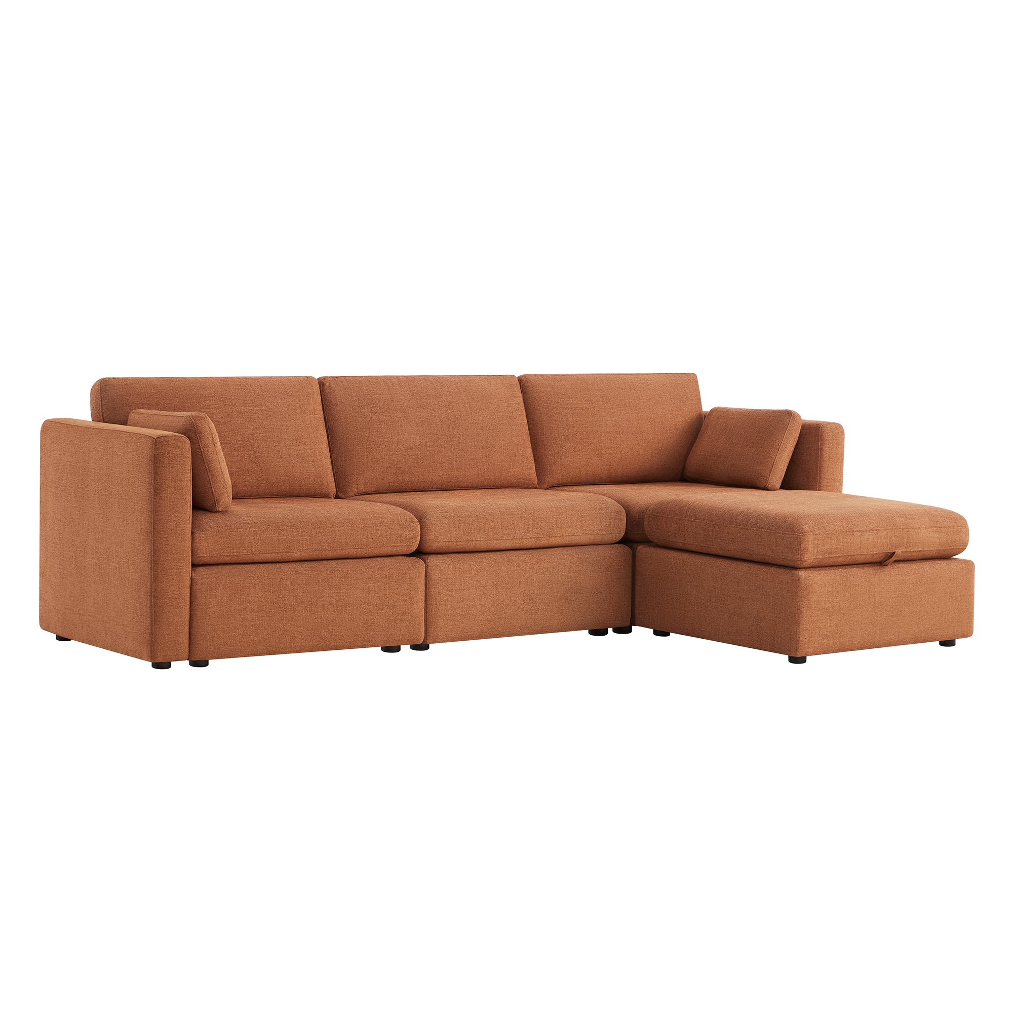 Delaney 4-Seat Modular Sofa Chaise with Storage Ottoman