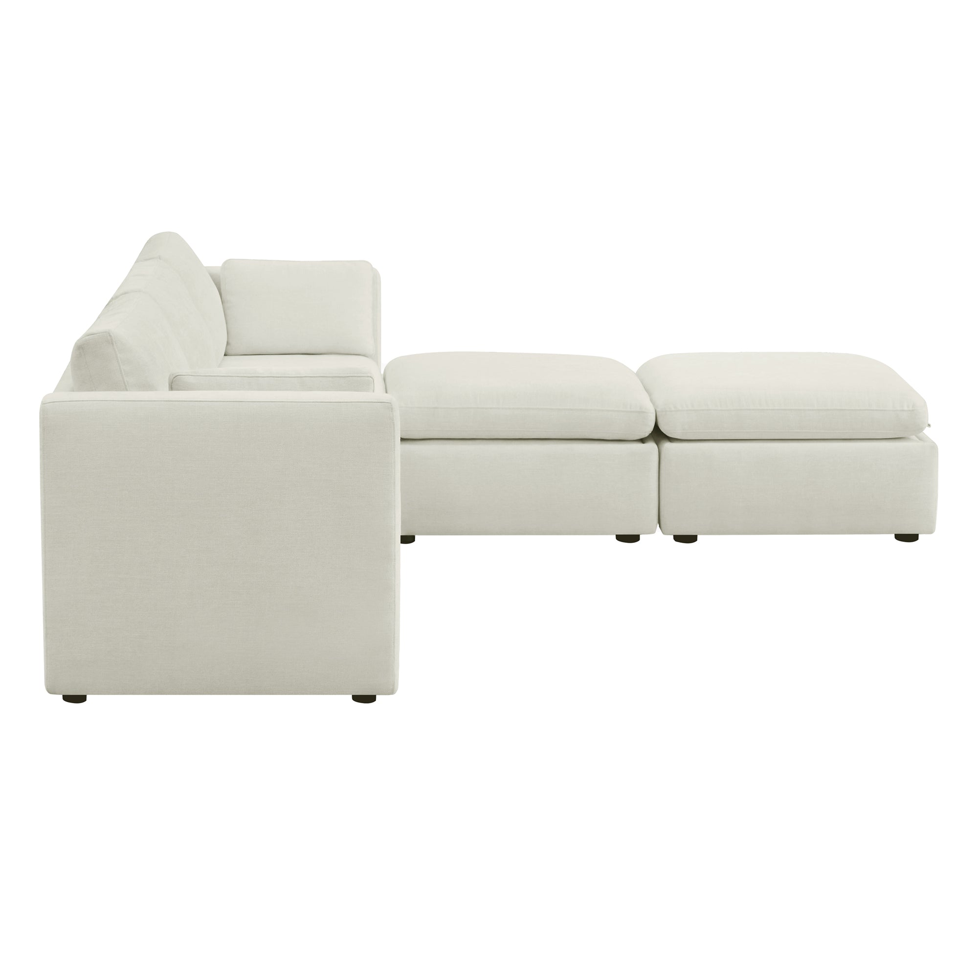 Delaney 5-Seat Modular Sofa Chaise with Storage Ottomans