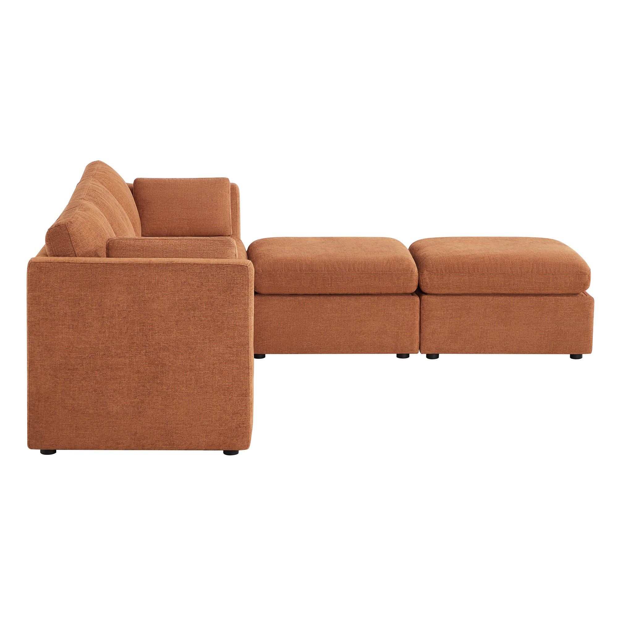 Delaney 5-Seat Modular Sofa Chaise with Storage Ottomans