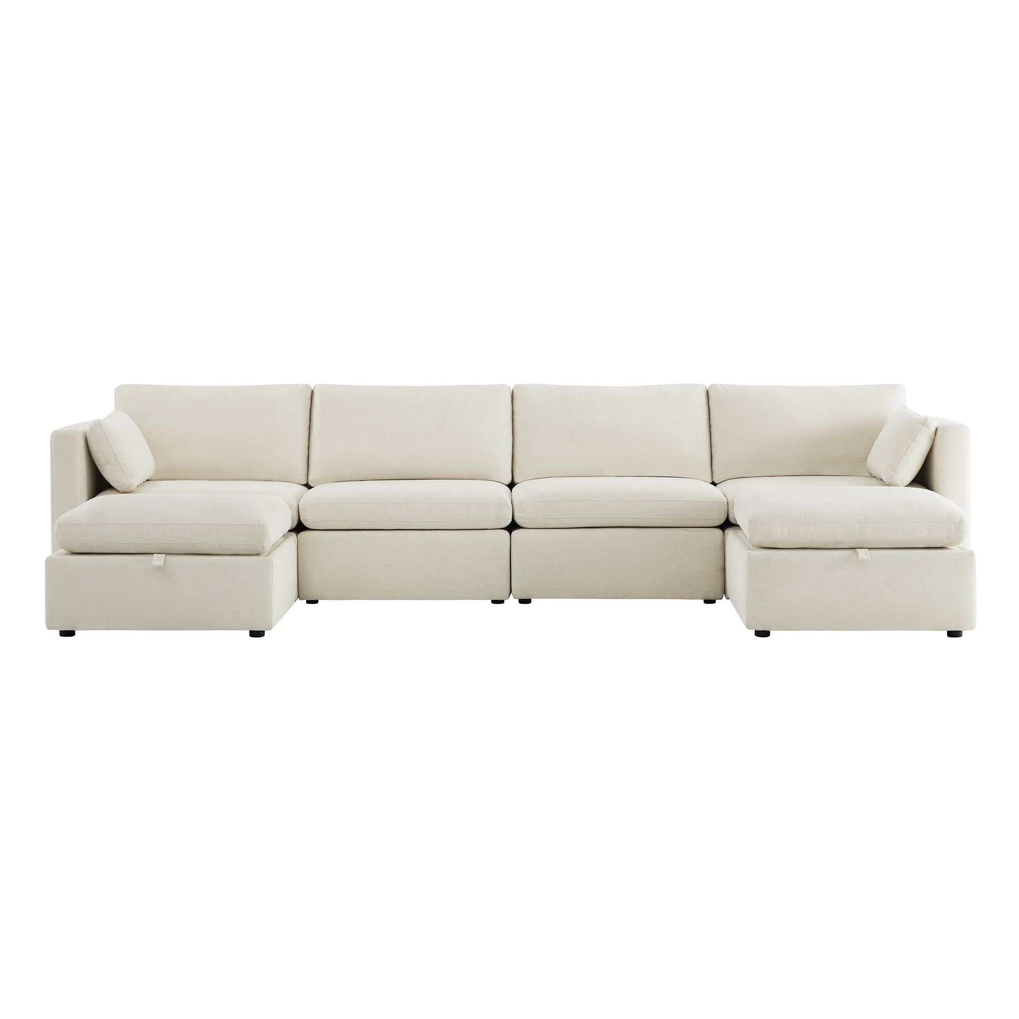 Delaney 6-Seat Modular Sofa Chaise with Storage Ottomans
