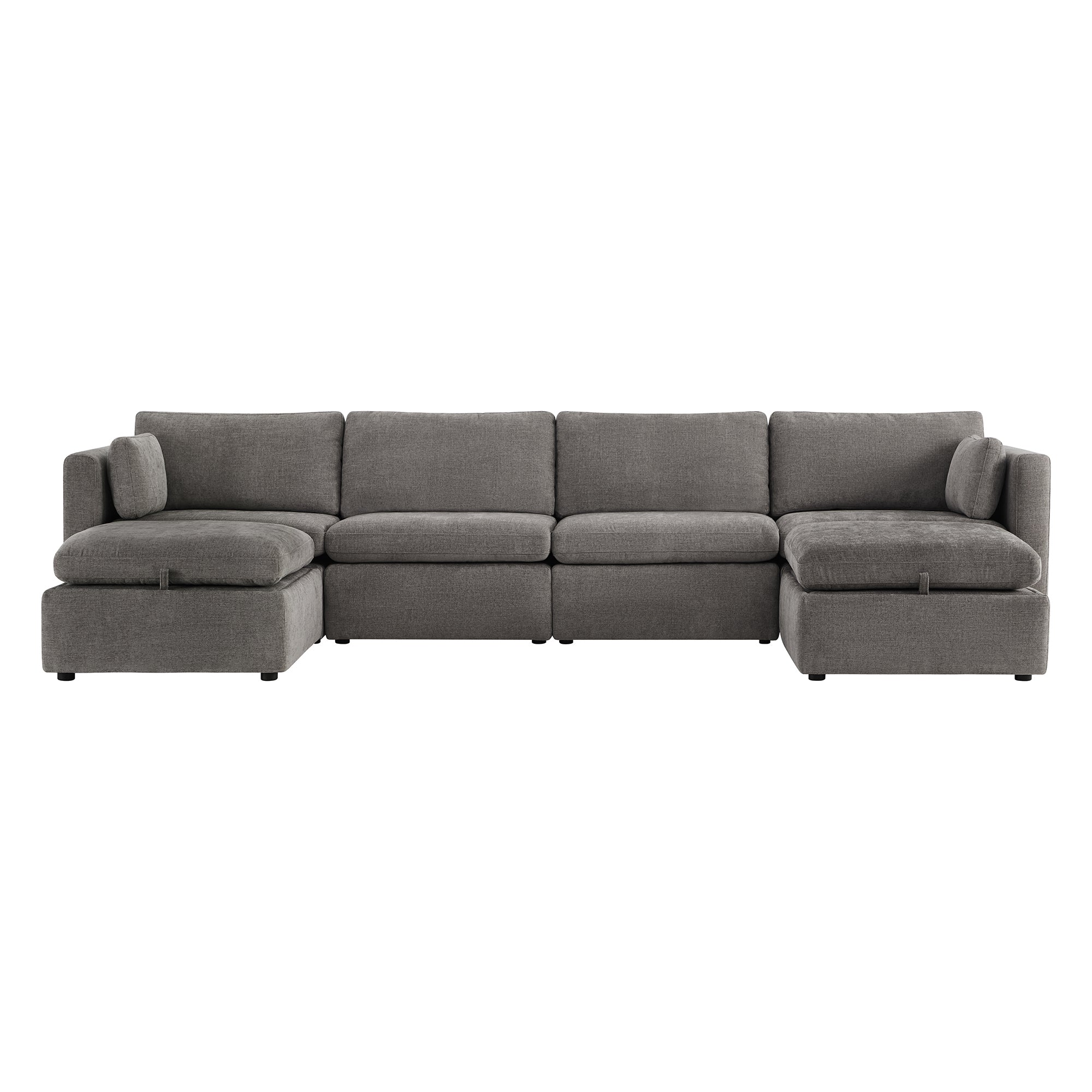 Delaney 6-Seat Modular Sofa Chaise with Storage Ottomans