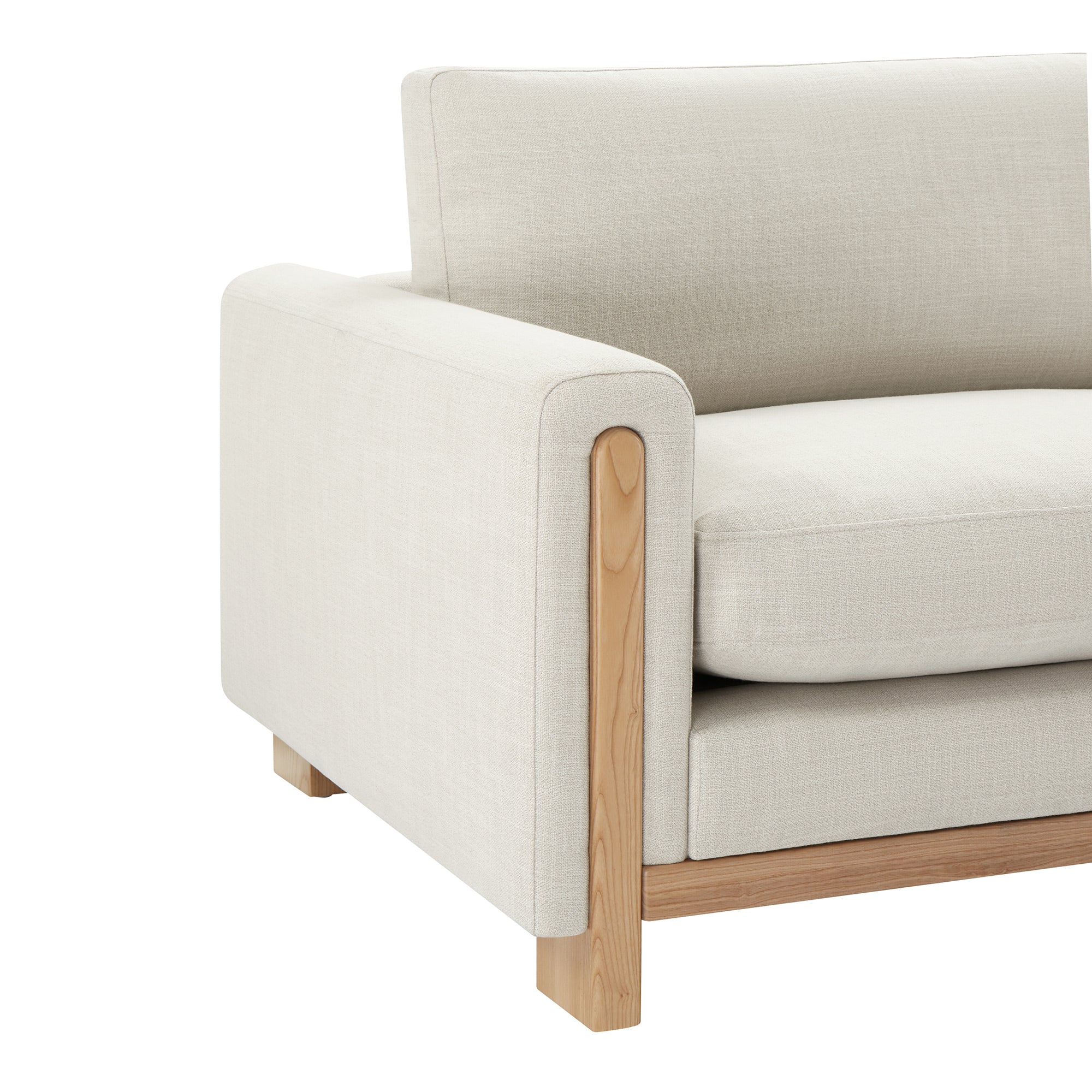 Keaton Performance Fabric 3-Seater Sofa with Ash Wood Base (99'')