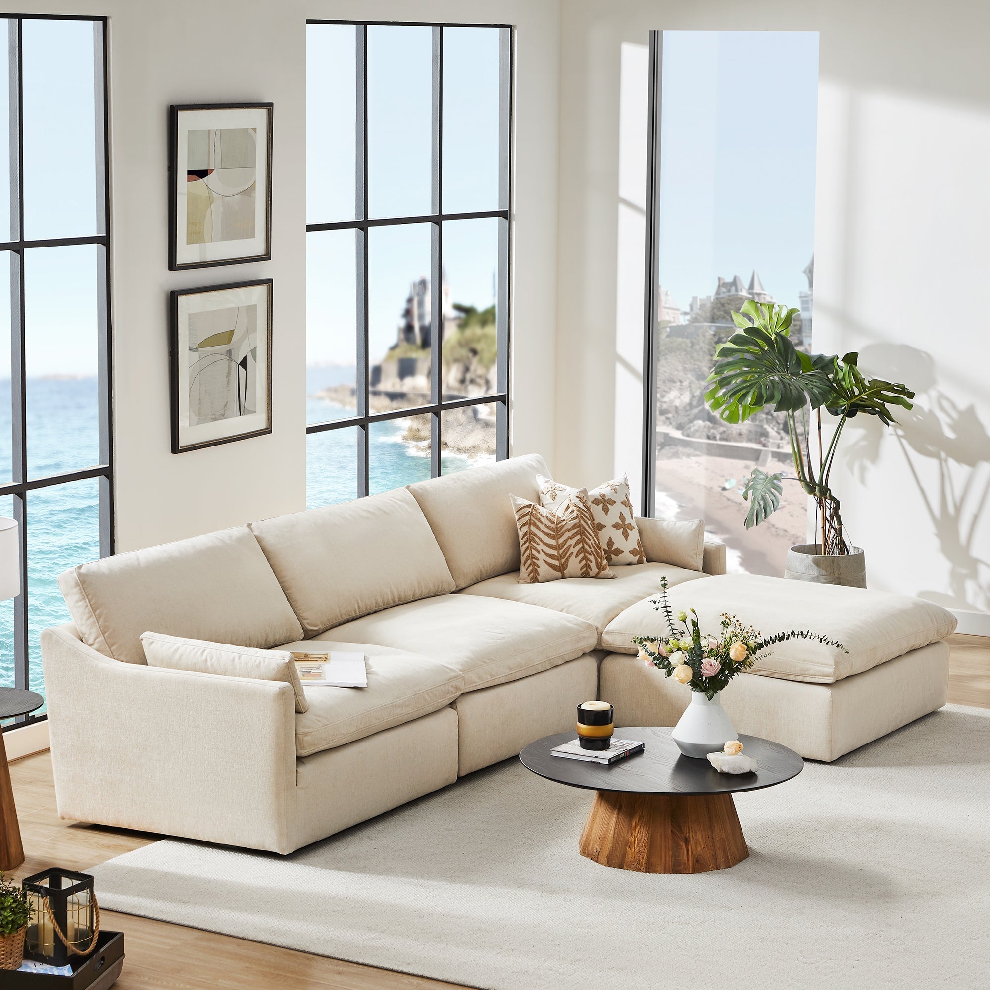 Kenna Modular 4 Seat Sofa-Chaise Sectional